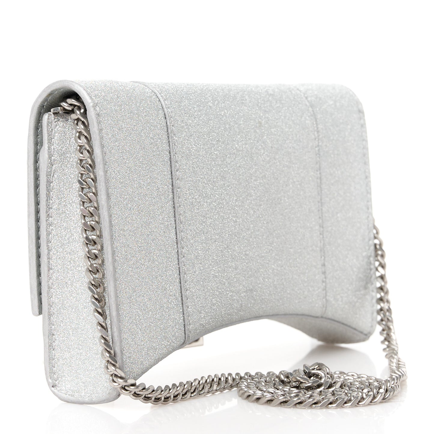 Sparkling Fabric XS Hourglass Wallet On Chain Silver