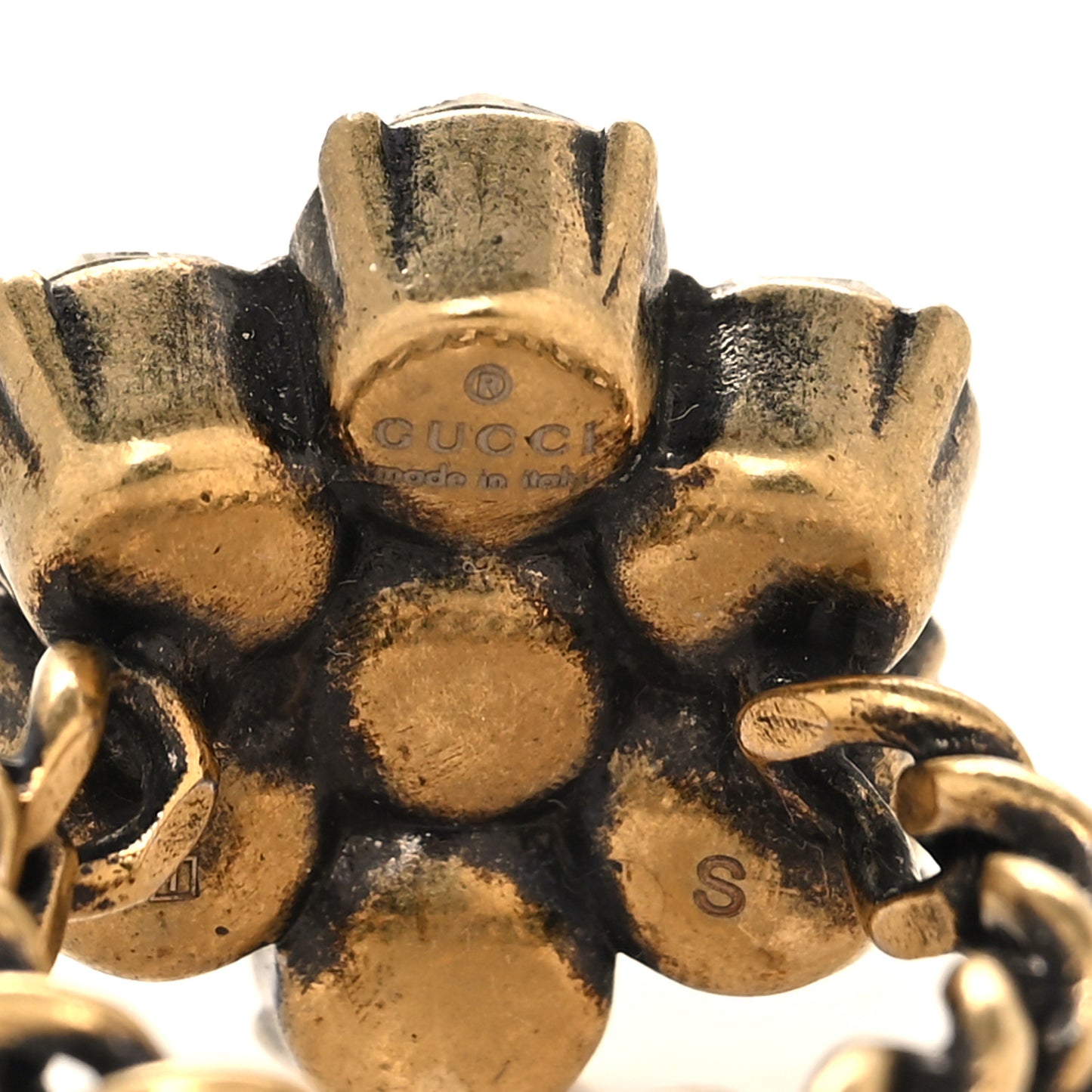 Metal Crystal Marmont Ring S Aged Gold