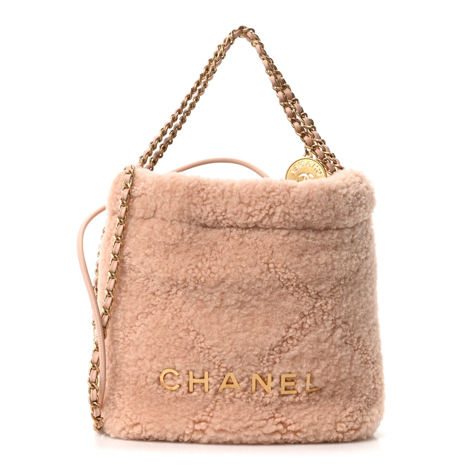Chanel Shearling Quilted Mini Chanel 22 Light Pink 1921313