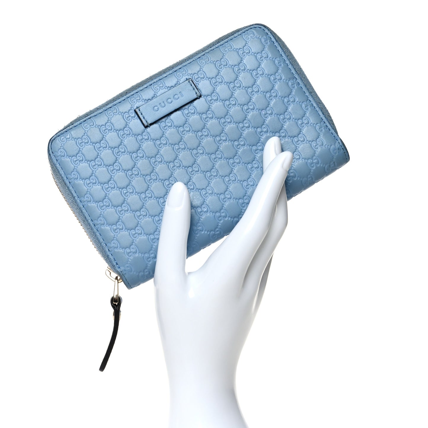 Soft Microguccissima Zip Around Organizer Wallet Mineral Blue
