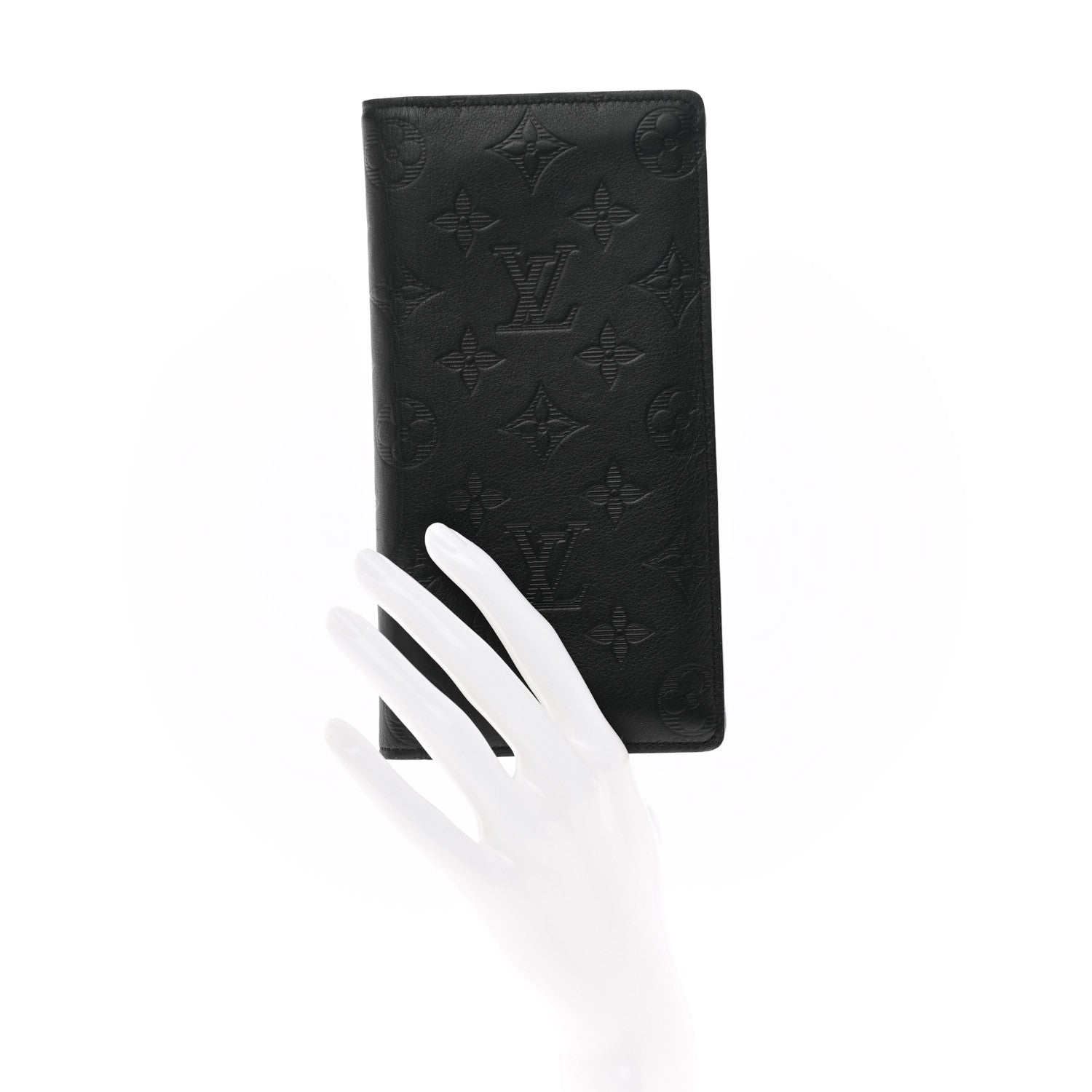 Louis Vuitton Calfskin Monogram Shadow Brazza Wallet Black 2 of 7