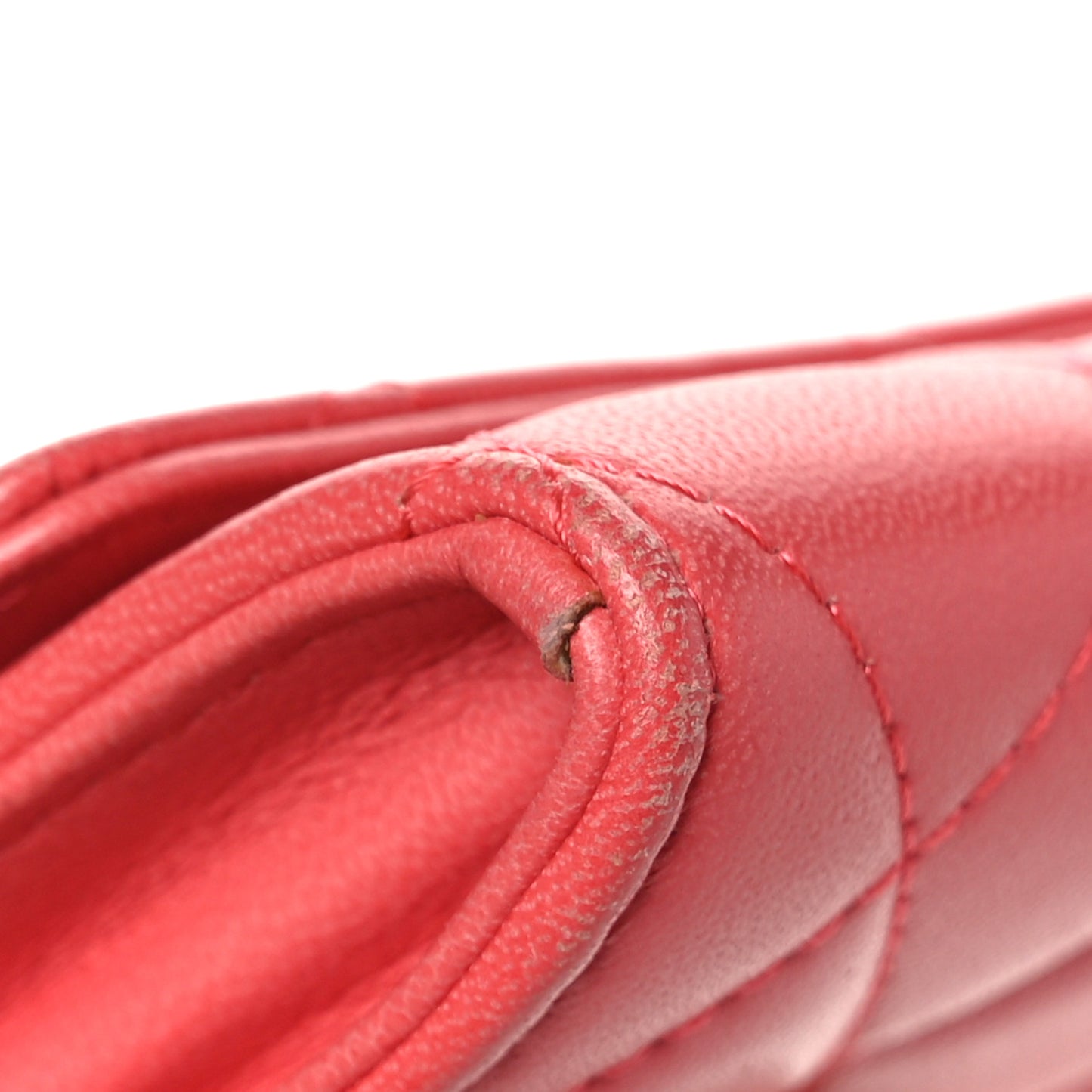 Lambskin Quilted Flap Card Holder Pink