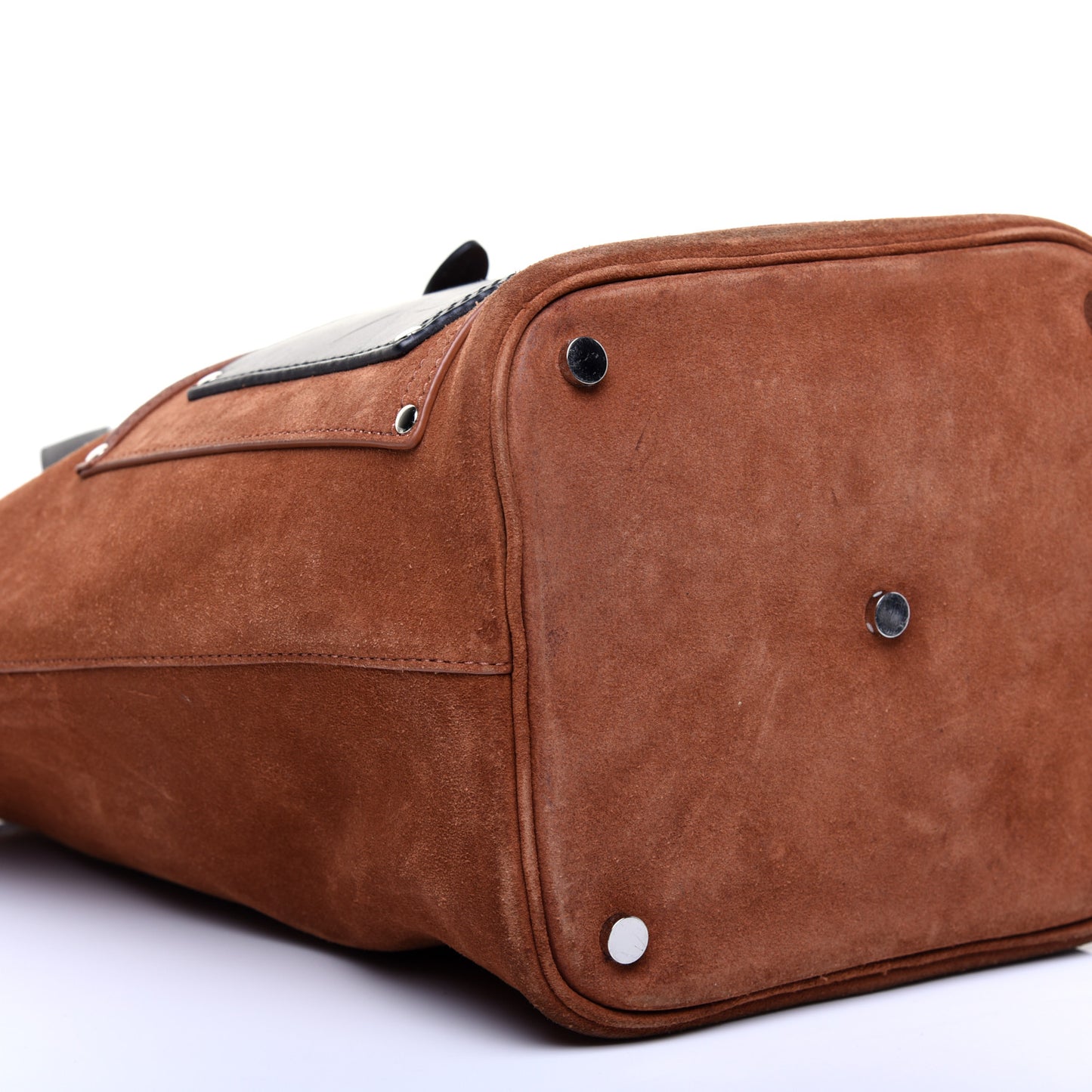 Suede Calfskin Mason Tote Brown Black