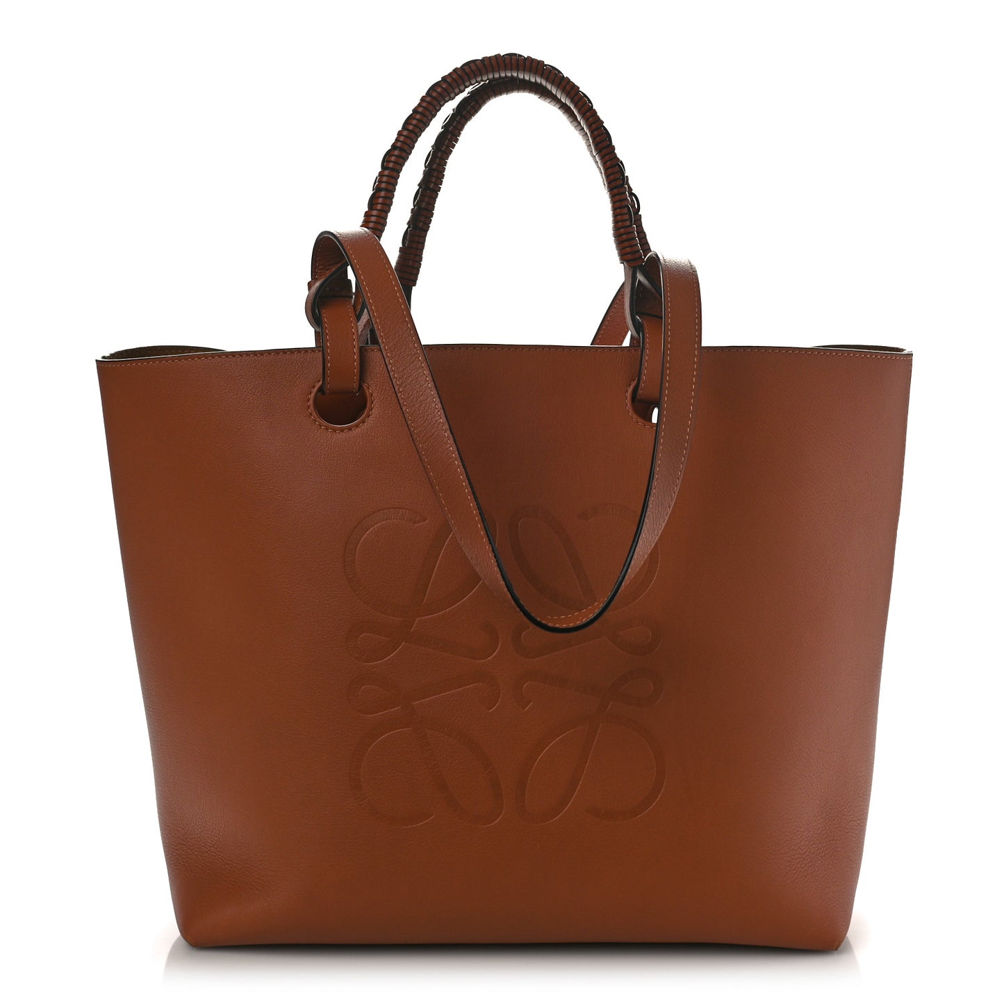 Smooth Calfskin Small Anagram Tote Tan