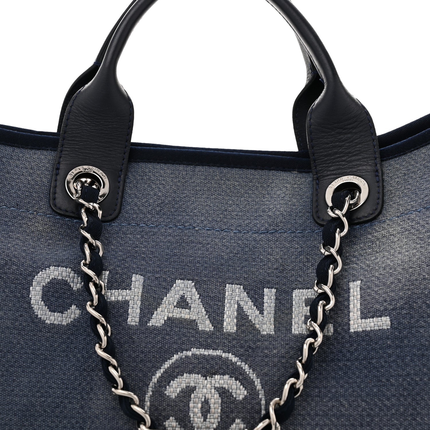 Chanel Canvas Medium Deauville Tote Blue 8 of 12