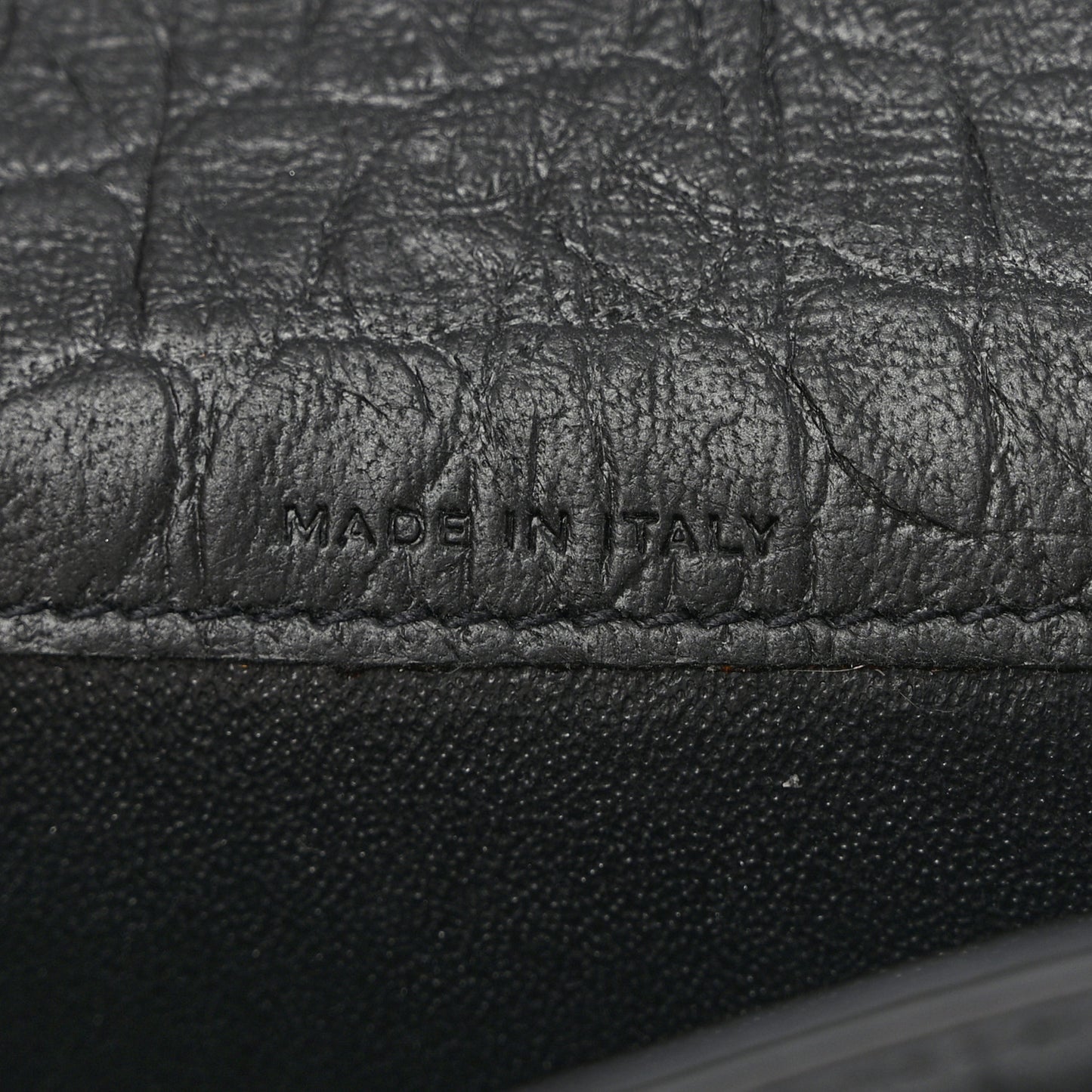 Calfskin Crocodile Embossed Monogram Monochrome Business Card Holder Black