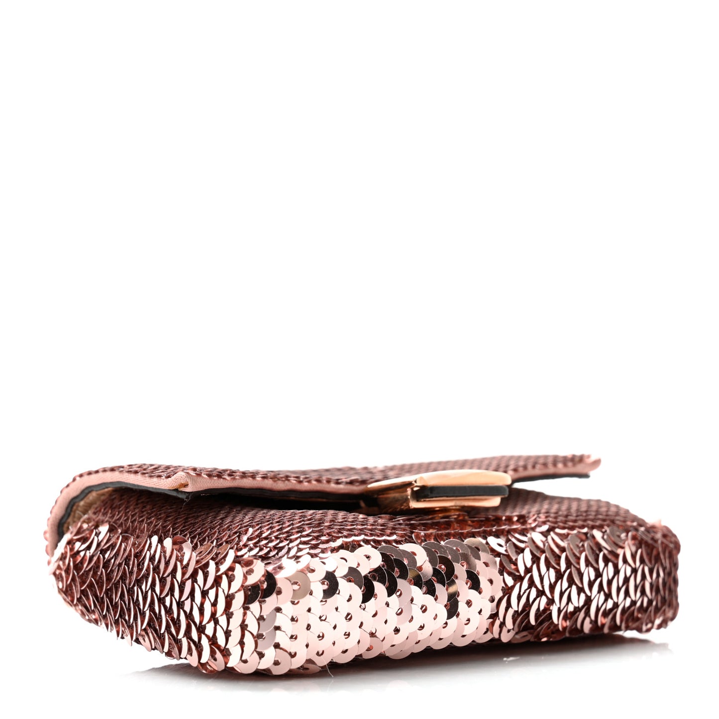 Sequin Metallic Nappa Pequin Nano Baguette Charm Rame