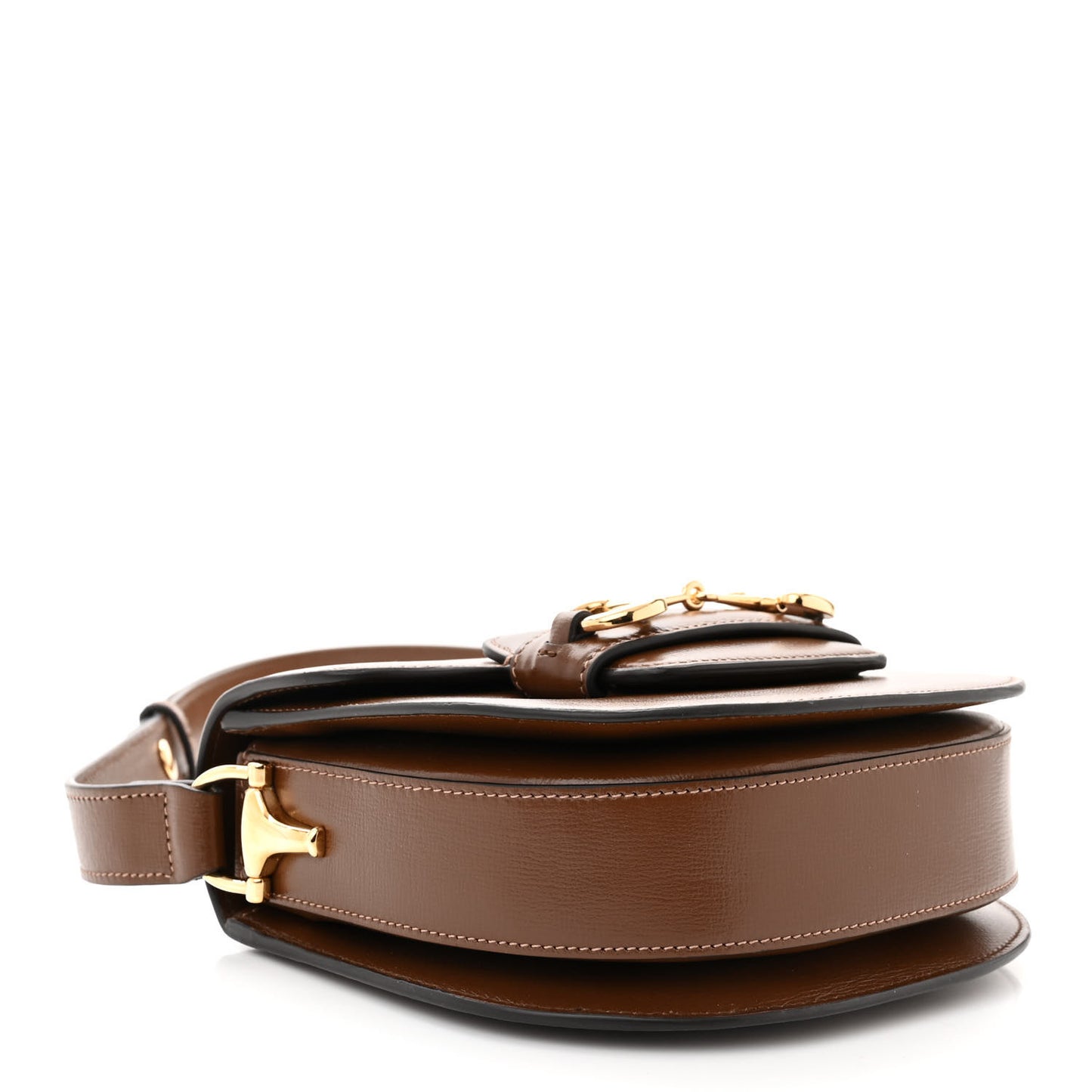 Azalea Calfskin Mini Horsebit 1955 Rounded Shoulder Bag Brown Sugar