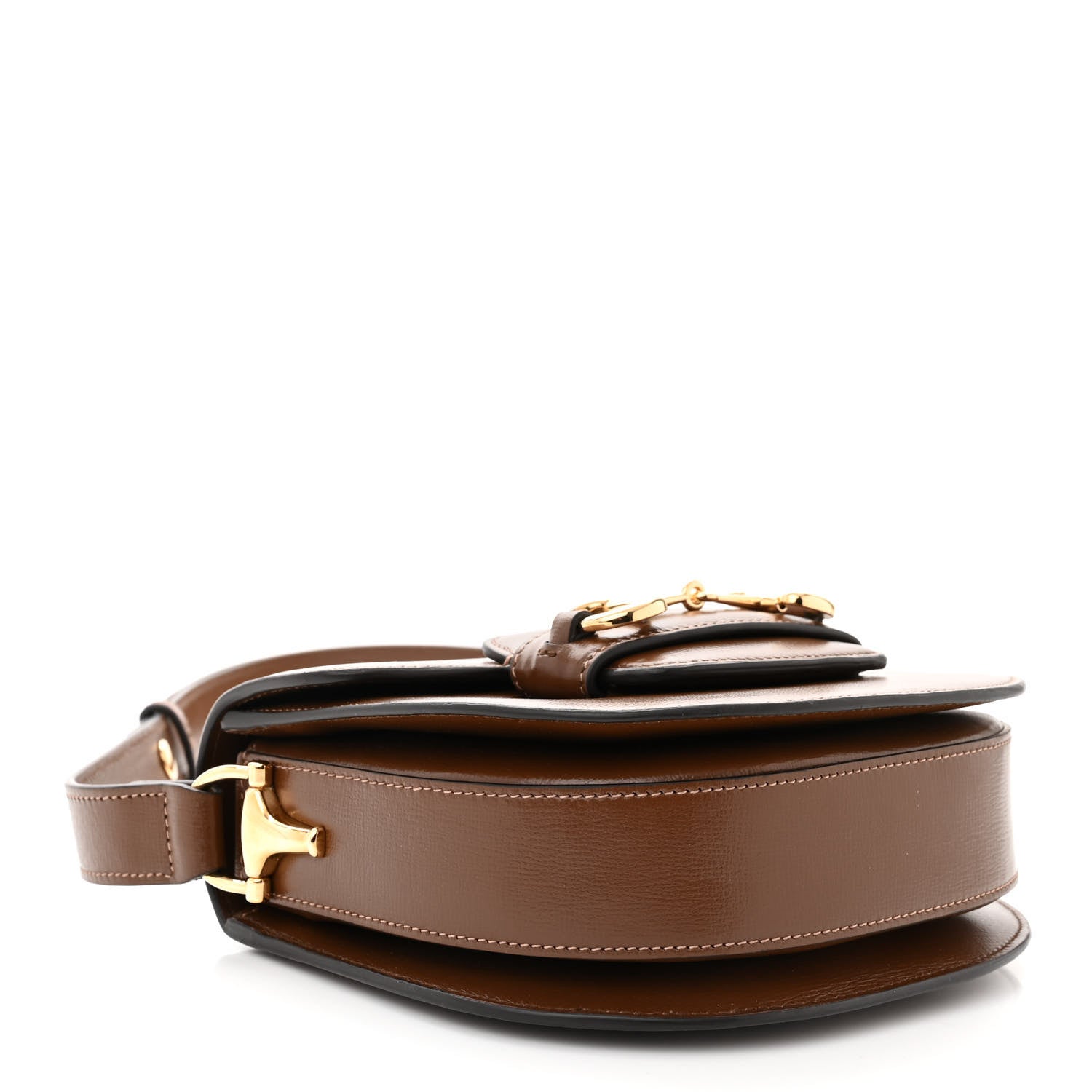 Gucci Azalea Calfskin Mini Horsebit 1955 Rounded Shoulder Bag Brown Sugar 4 of 9