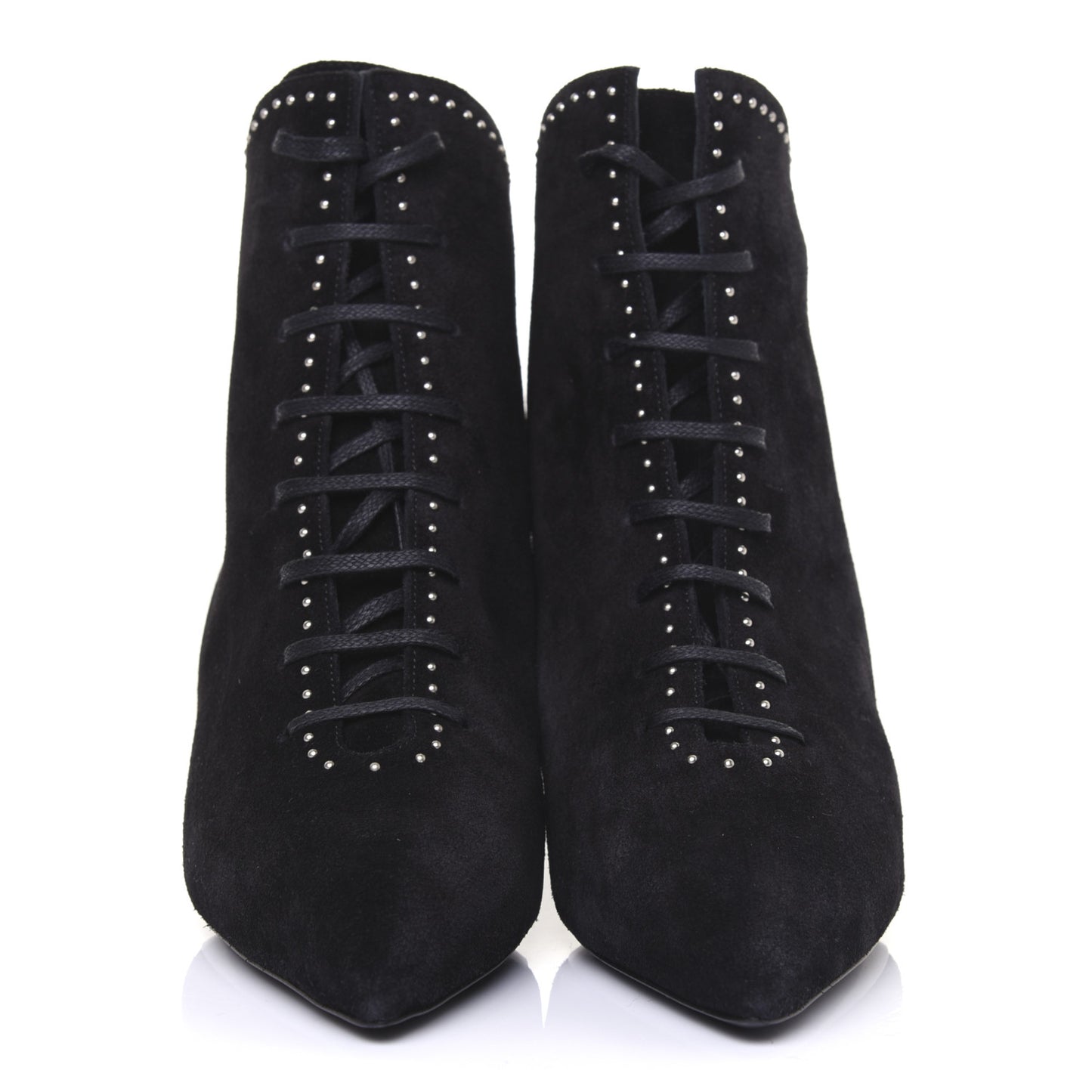 Suede Blaze Studded Laced Ankle Boots 37 Black