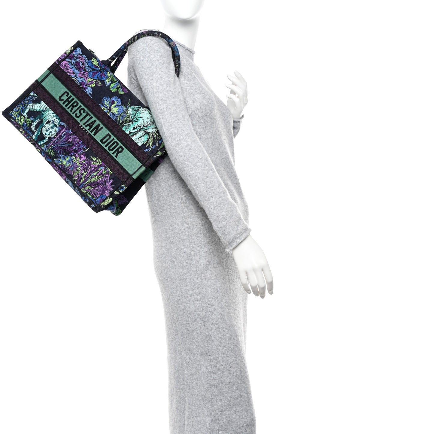 Canvas Embroidered Medium Toile de Jouy Voyage Book Tote Blue Multicolor