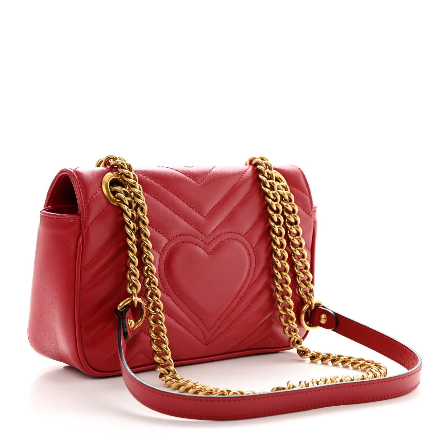 Calfskin Matelasse Mini GG Marmont Shoulder Bag Hibiscus Red