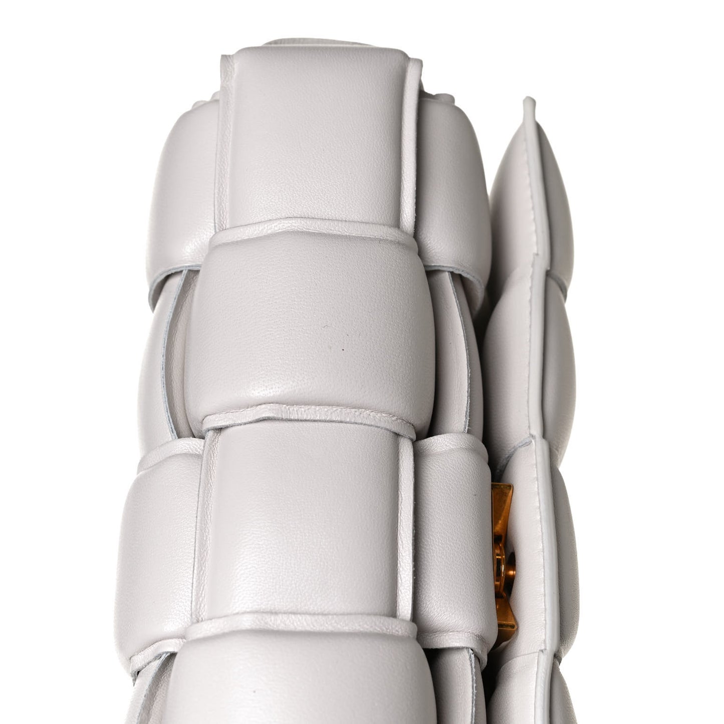 Lambskin Maxi Intreccio Padded Chain Cassette Crossbody Bag White
