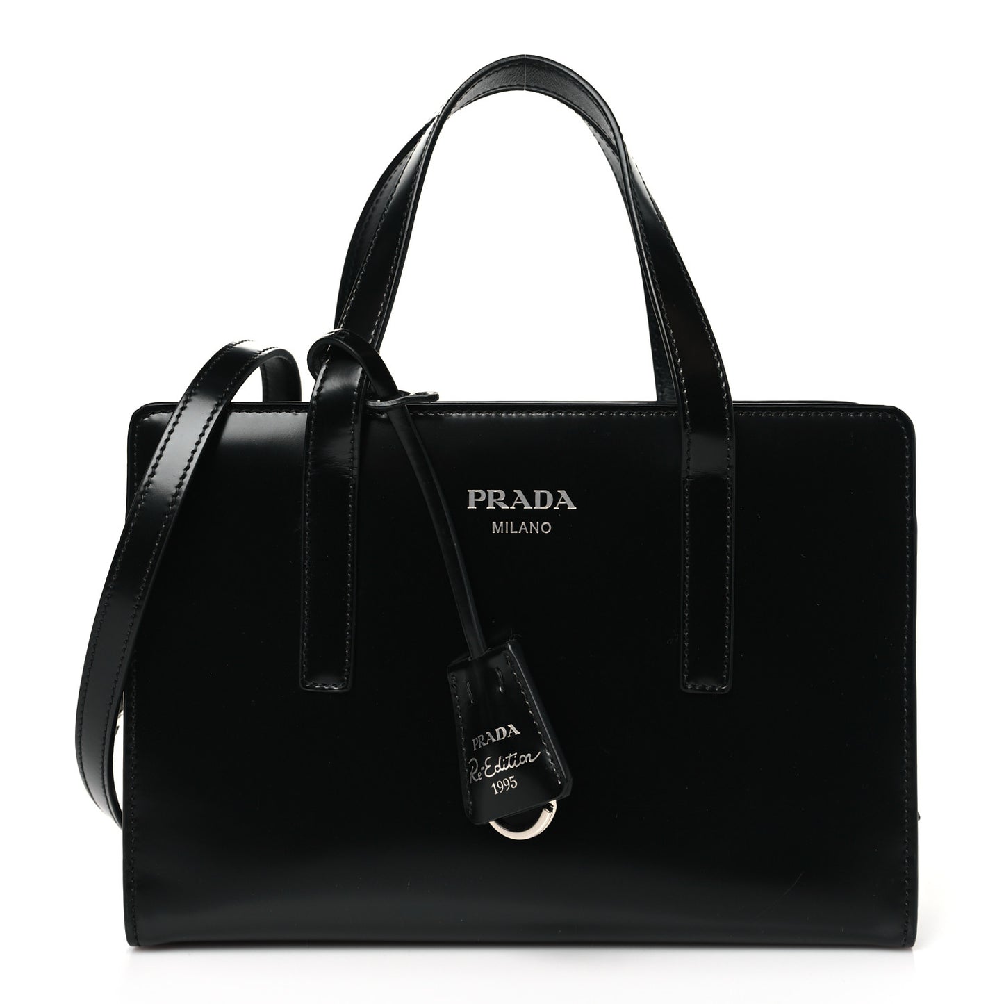 Spazzolato Mini Re-Edition 1995 Double Handle Handbag Black
