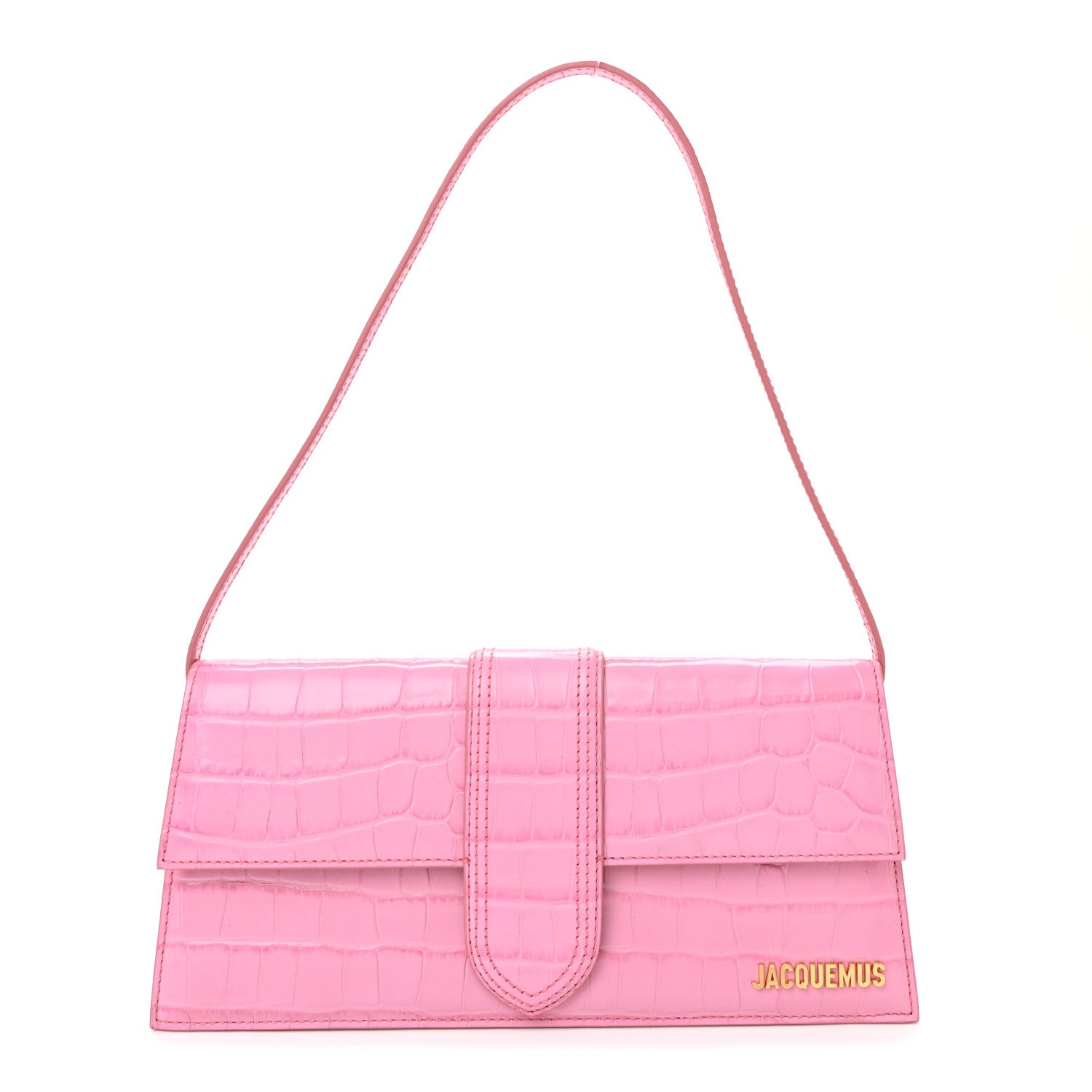 Jacquemus Calfskin Crocodile Embossed Le Bambino Long Pink 1830506
