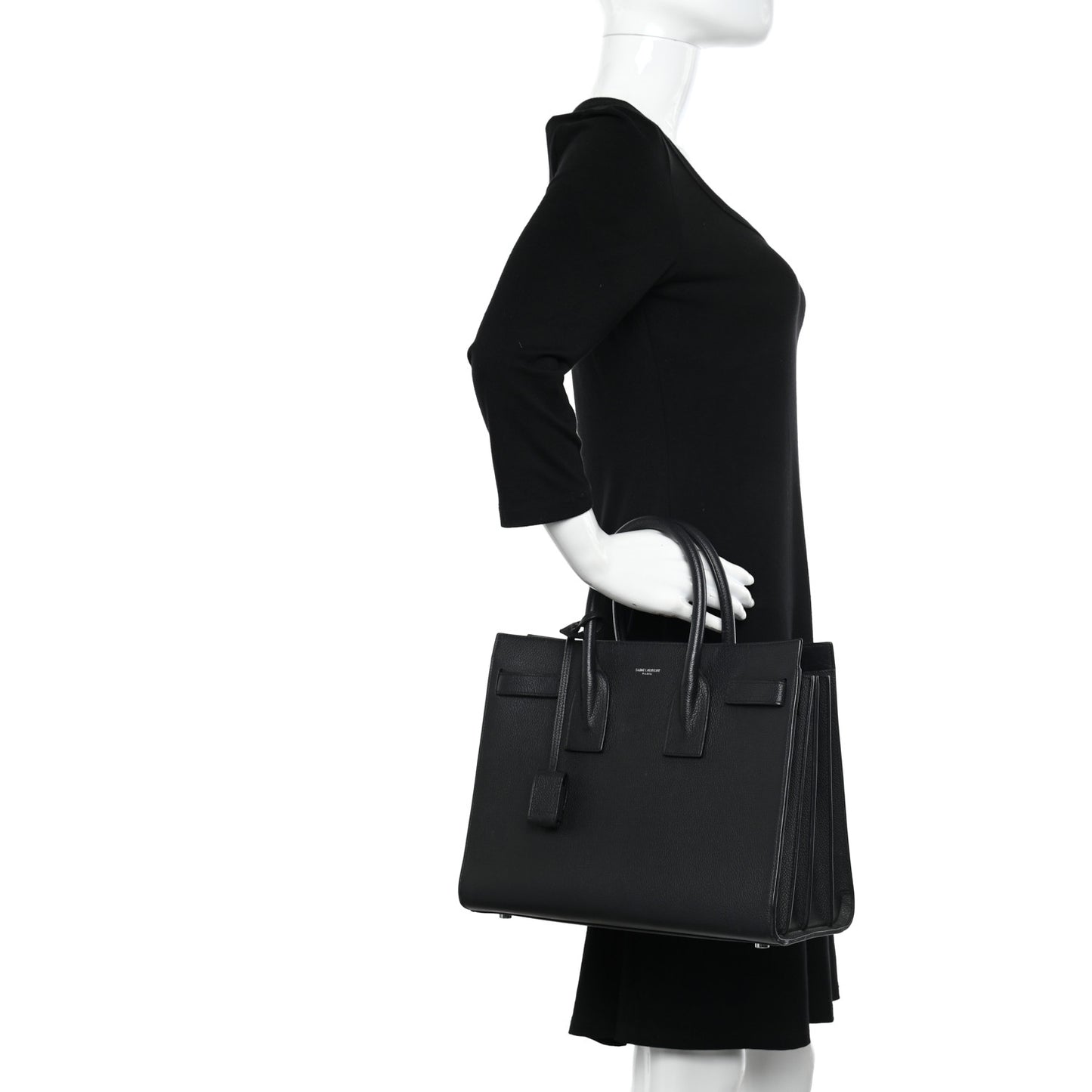 Grained Calfskin Small Sac De Jour Black