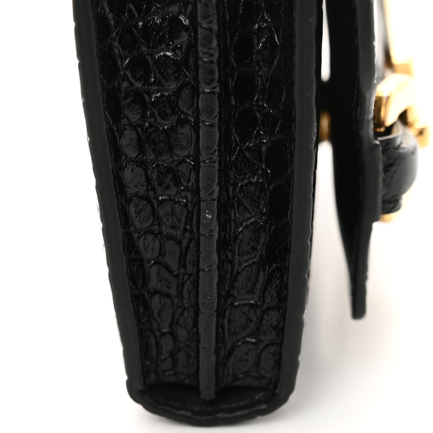 Calfskin Crocodile Embossed Mini Whitney Shoulder Bag Black