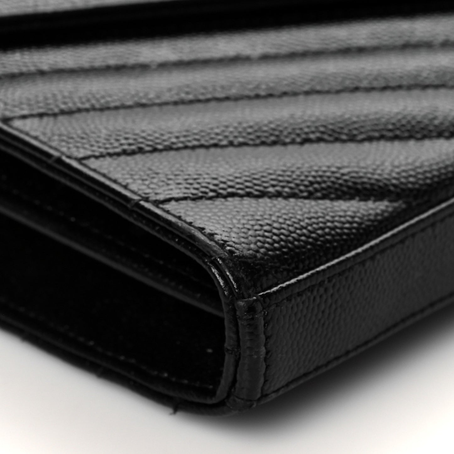 Grain De Poudre Matelasse Chevron Monogram Chain Wallet Black