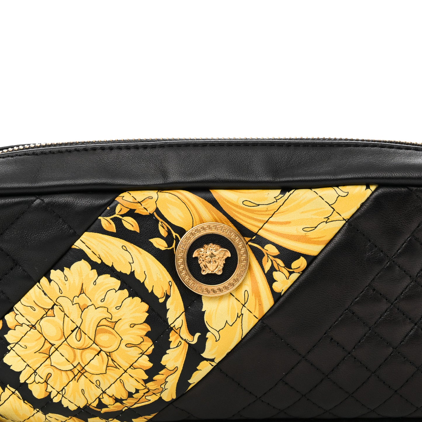 Nappa Barocco Printed Quilted Vanitas Medea Belt Bag Black