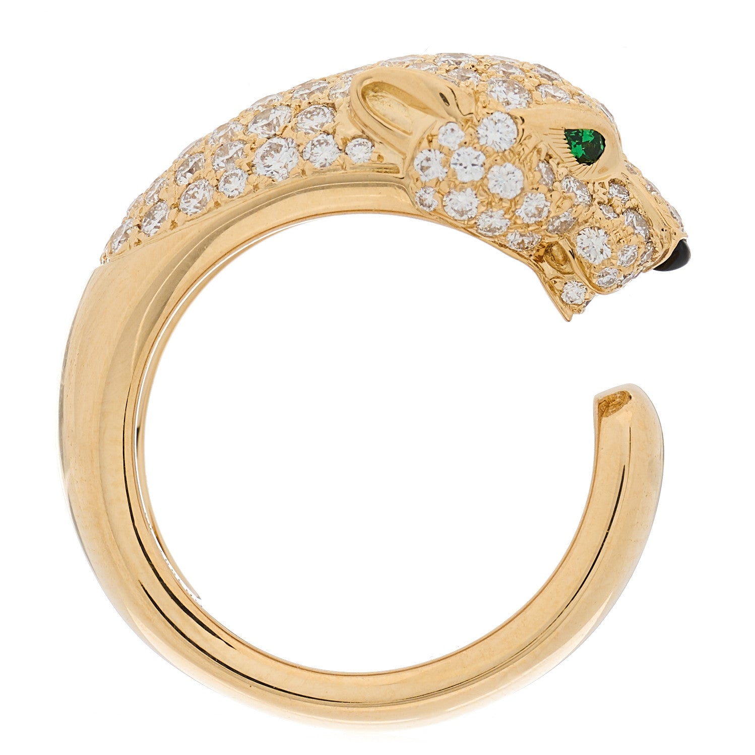 Cartier 18K Yellow Gold Diamond Tsavorite Onyx Panthere De Cartier Band Ring 48 4.5 3 of 11