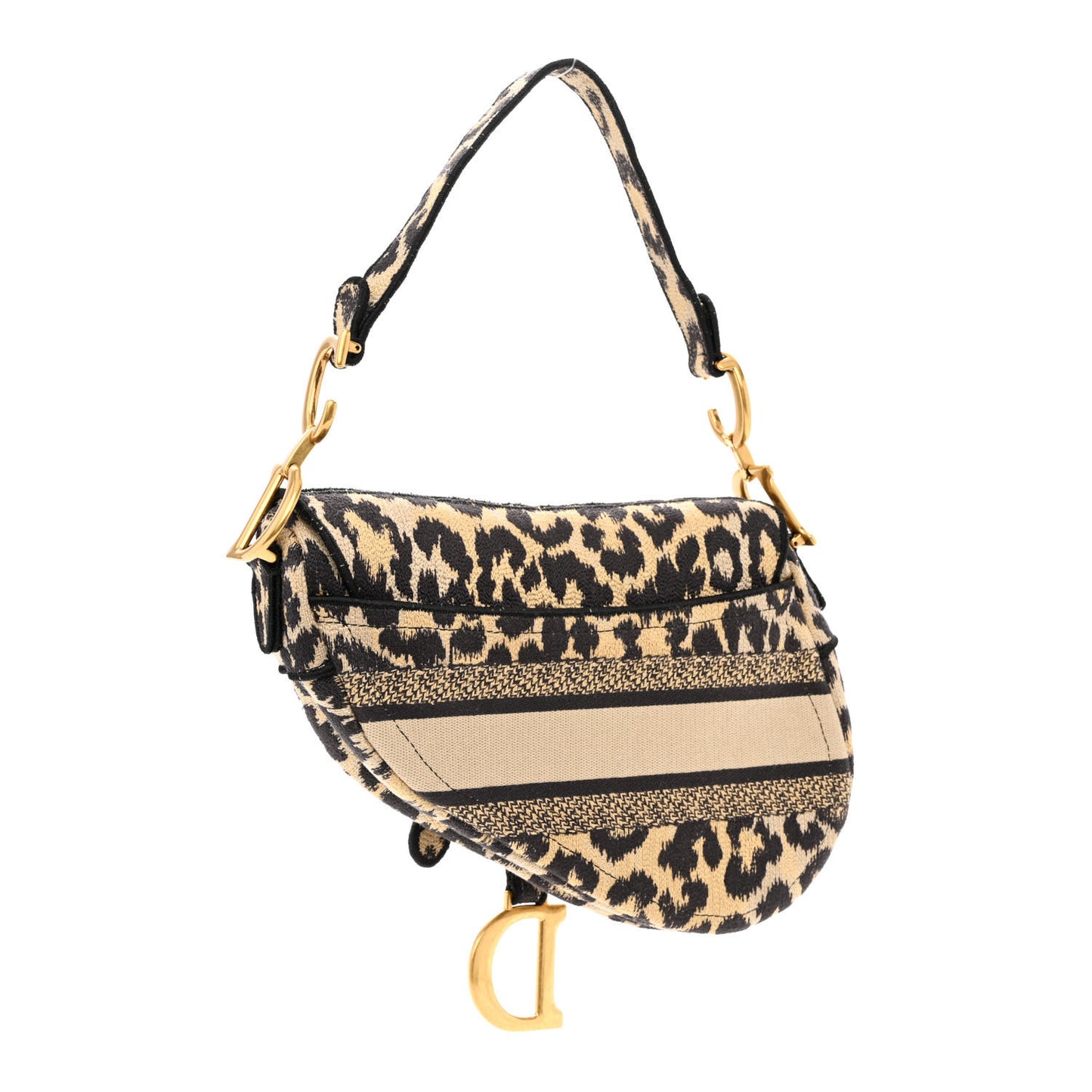 Canvas Mizza Embroidered Saddle Bag Beige Multicolor
