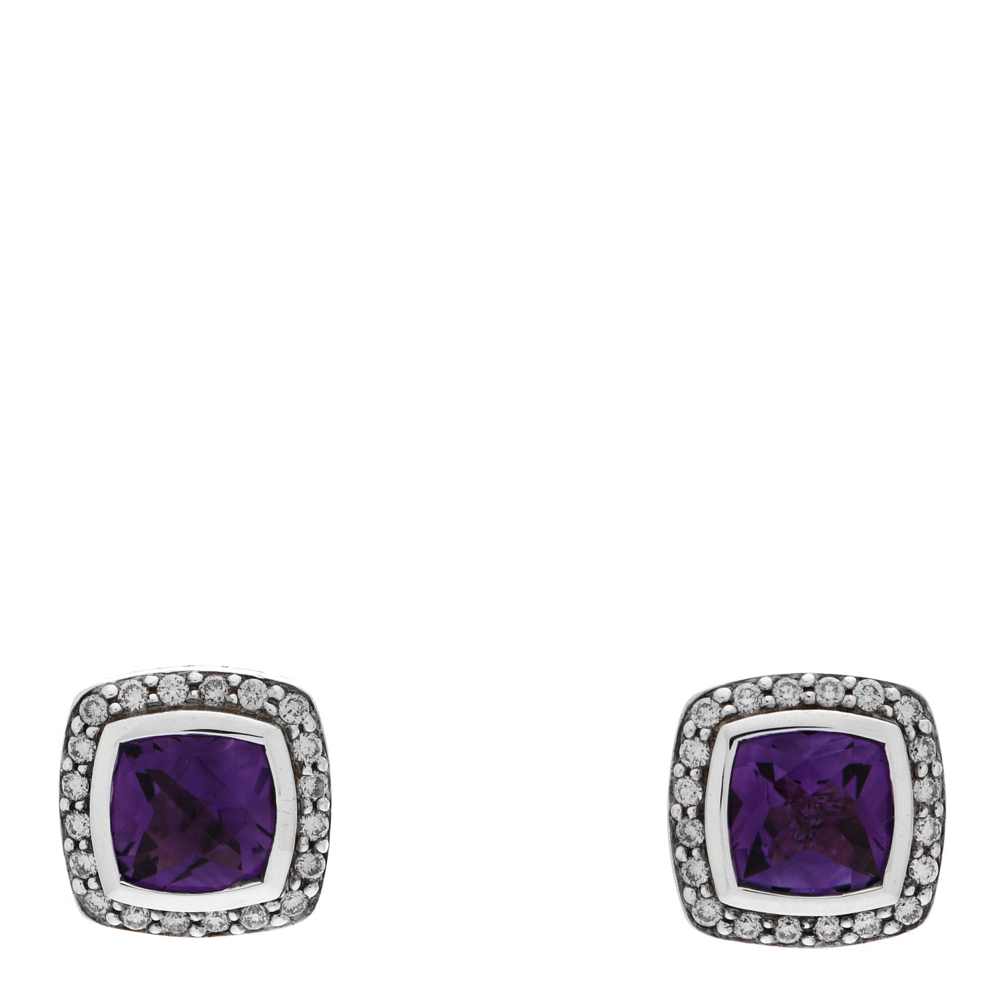 Sterling Silver Diamond Amethyst 7mm Albion Earrings