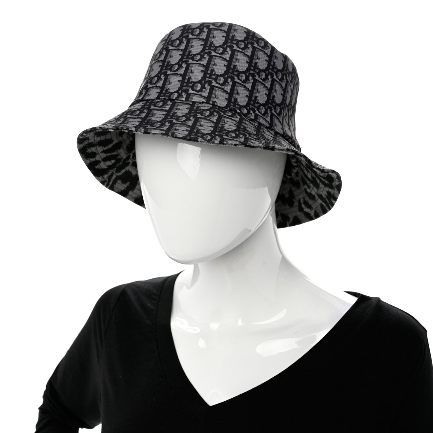 Oblique Reversible Leopard Bucket Hat 56 Grey