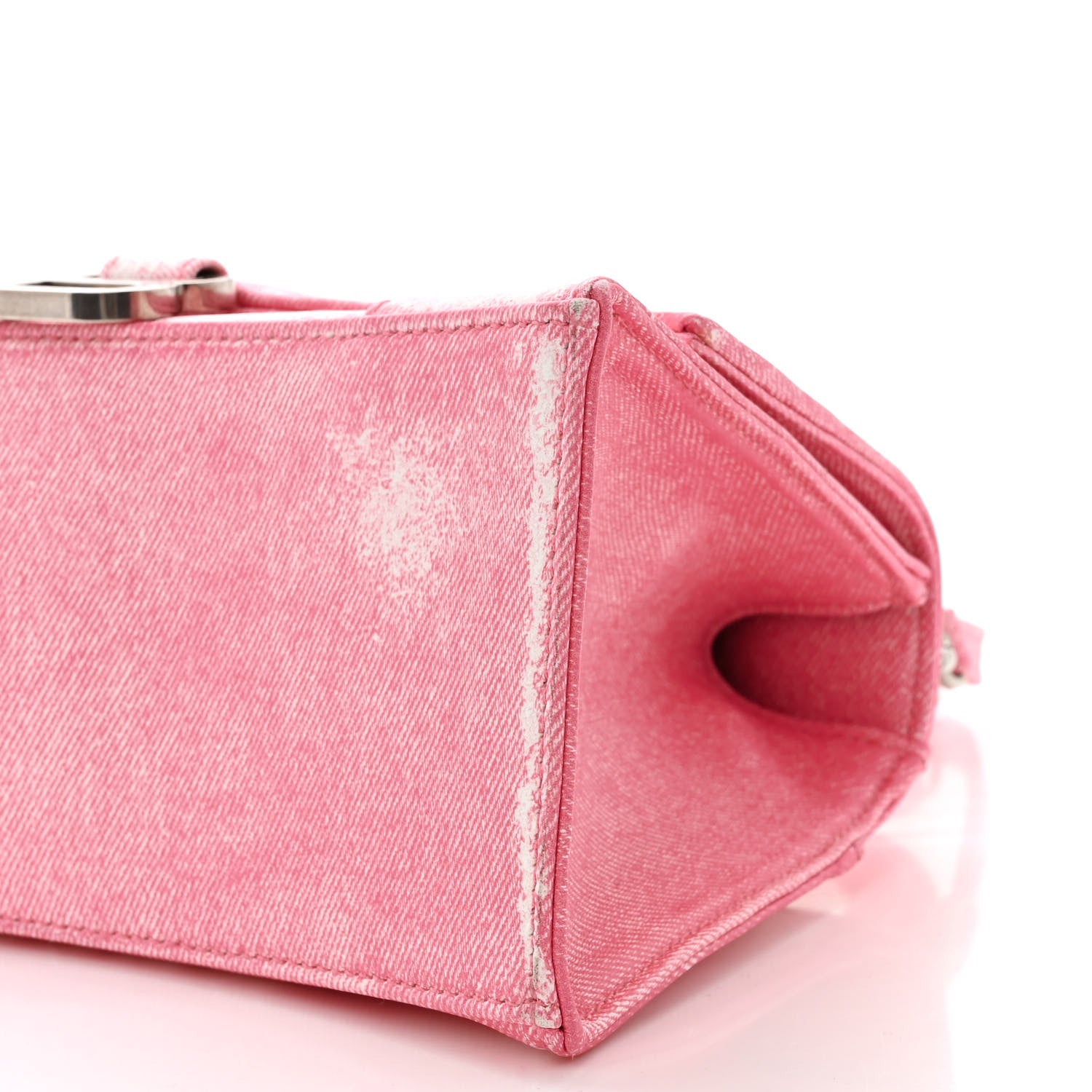 Balenciaga Nappa Denim Printed Small Hourglass Top Handle Bag Denim Pink 11 of 11