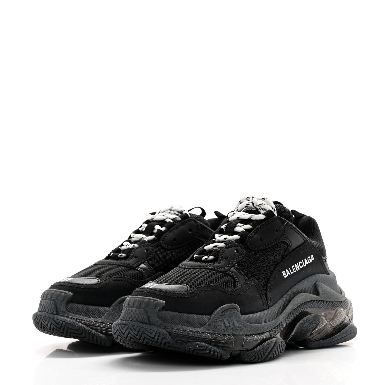 Balenciaga Fabric Mesh Womens Triple S Sneakers 37 Black 3 of 10