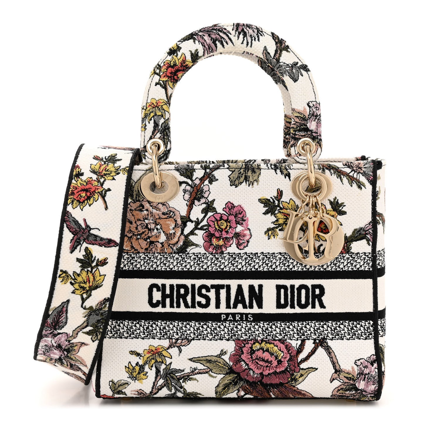 Canvas Embroidered Jardin Botanique Medium Lady D-Lite White Multicolor
