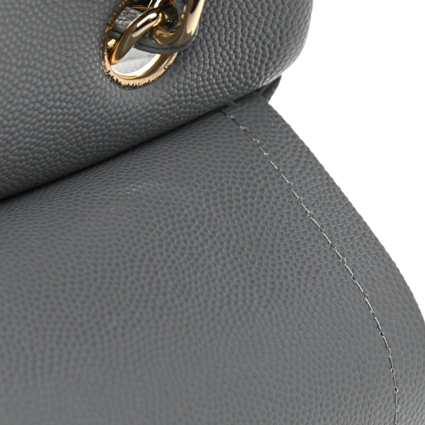 Caviar Quilted Jumbo Double Flap Grey