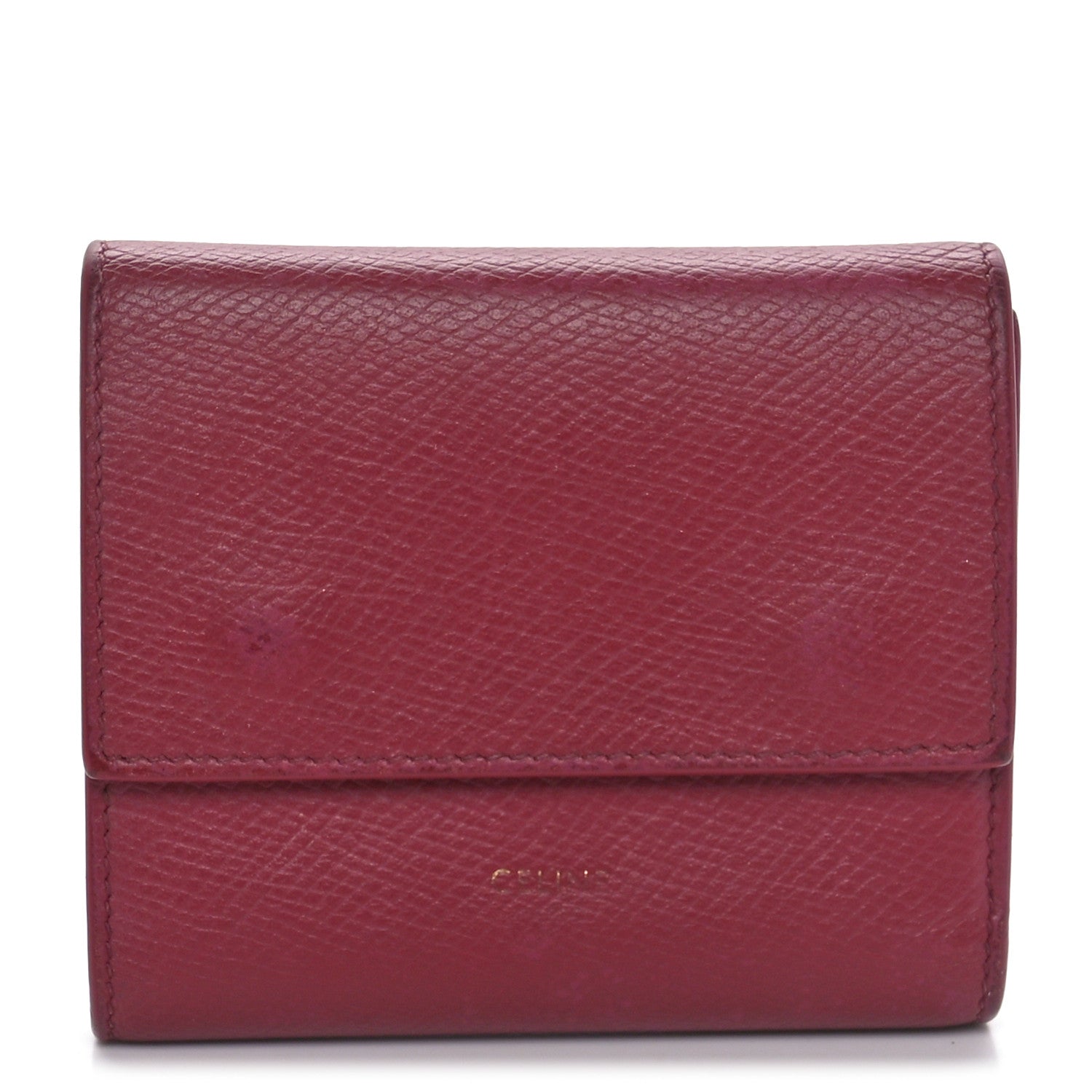 Celine Grained Calfskin Small Tri-Fold Wallet Red 1587841
