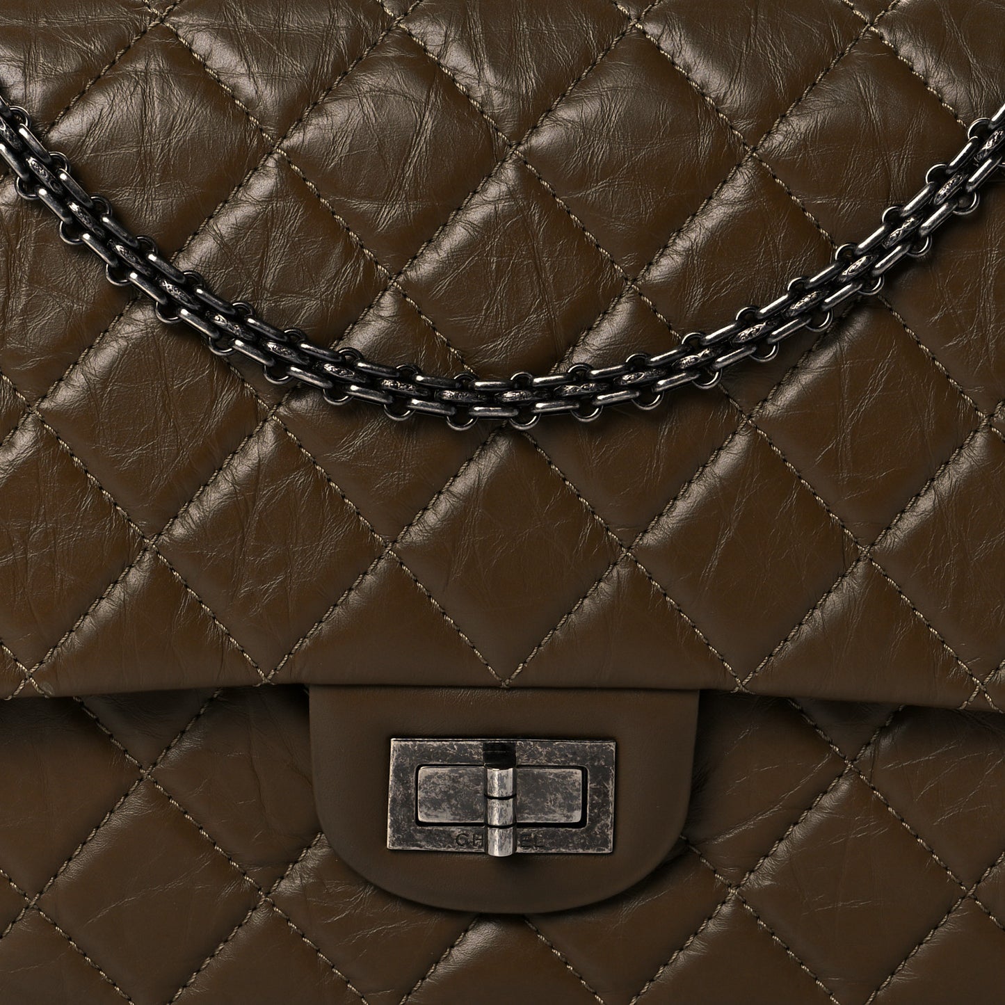 Aged Calfskin Quilted 2.55 Reissue 227 Flap Dark Brown