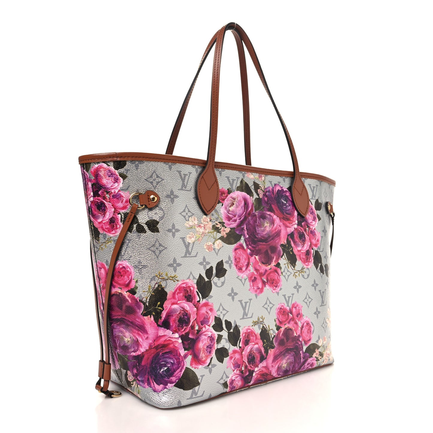 Metallic Monogram LV Garden Neverfull MM Silver