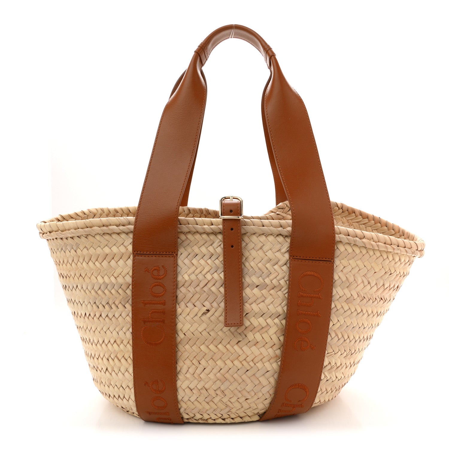 Chloe Raffia Smooth Calfskin Medium Sense Basket Caramel 1866708