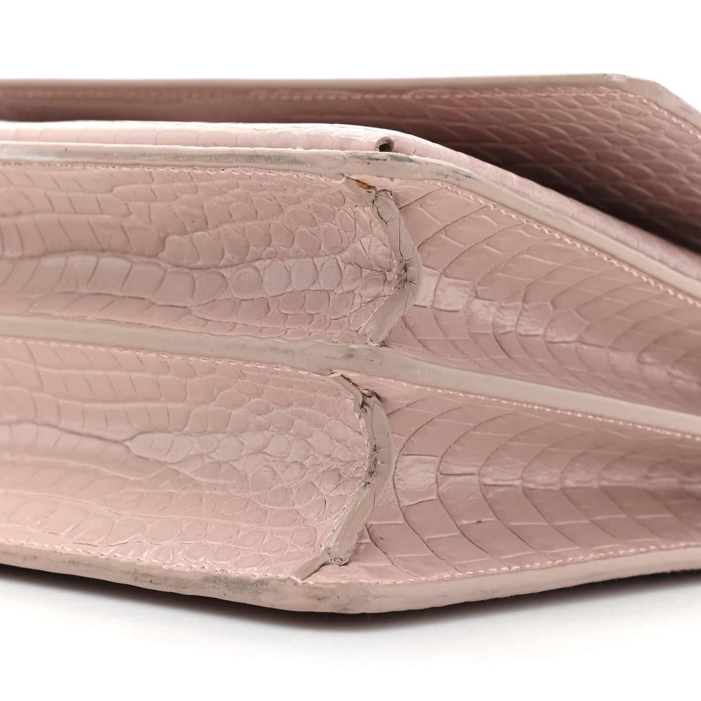 Calfskin Crocodile Embossed Medium Monogram Sunset Powder Pink