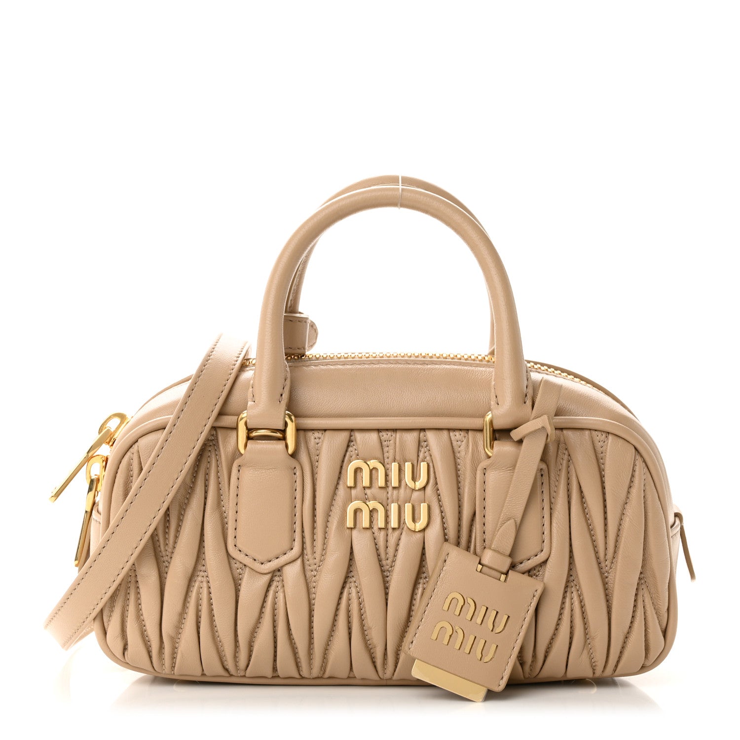 Miu Miu Nappa Matelasse Regular Arcadie Top Handle Bag Sabbia 1 of 9