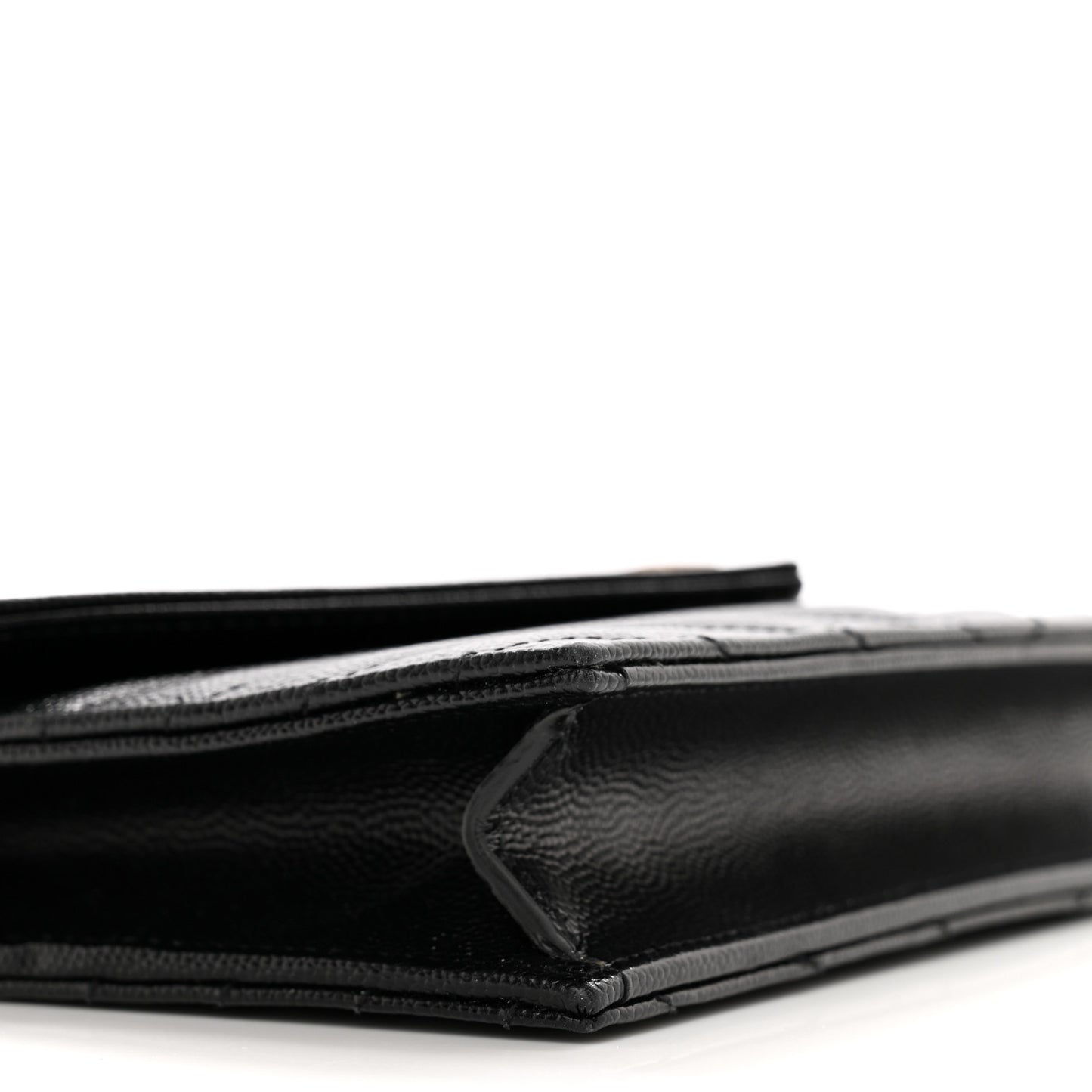 Grain De Poudre Matelasse Chevron Monogram Envelope Chain Wallet Black