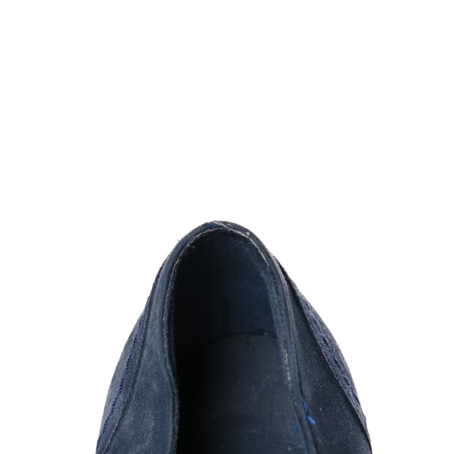 Suede Lambskin Cap Toe Chain Wedge Pumps 39 Blue