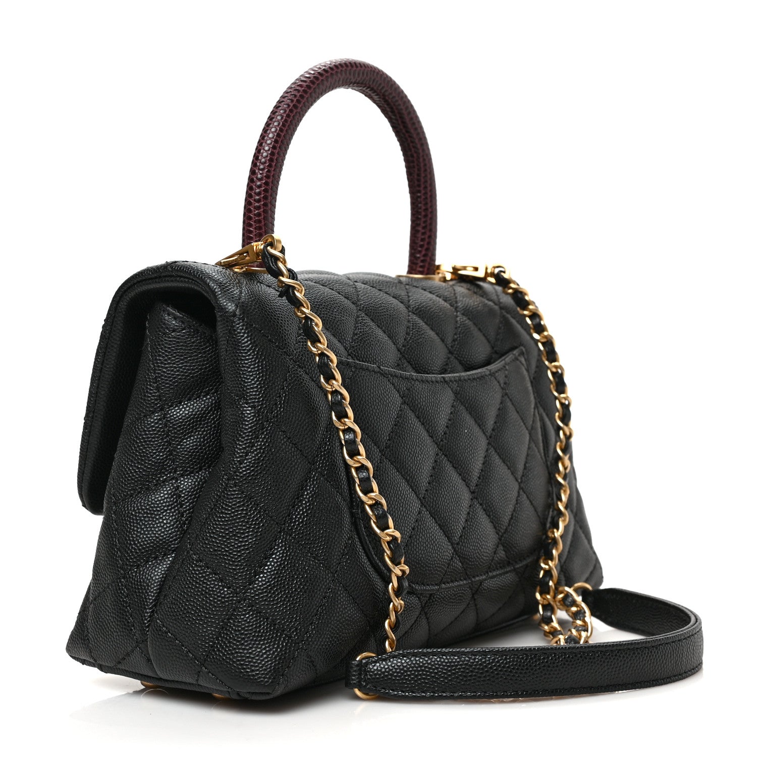 Chanel Caviar Lizard Quilted Mini Coco Handle Flap Black 3 of 8
