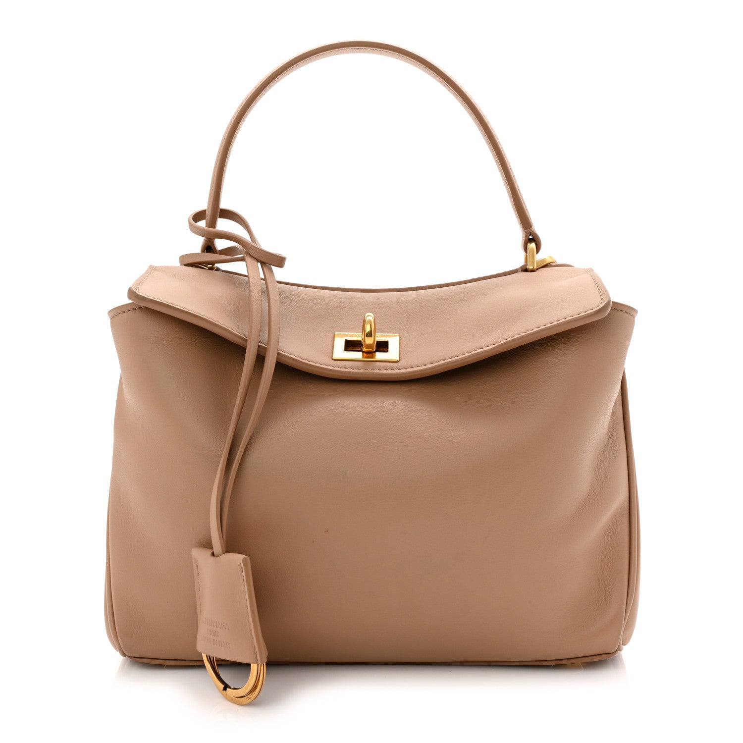 Balenciaga Natural Smooth Calfskin Mini Rodeo Top Handle Handbag
