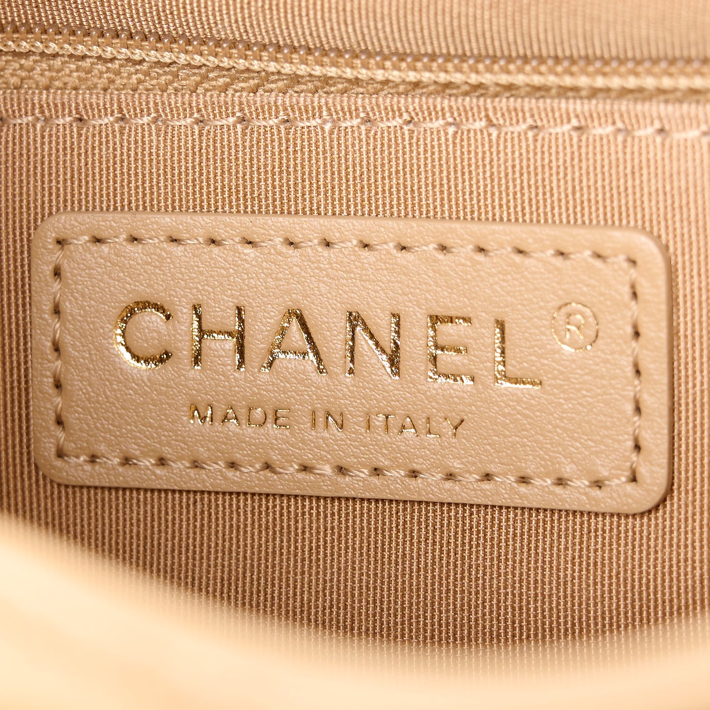 Grained Calfskin Quilted Messenger Flap Beige