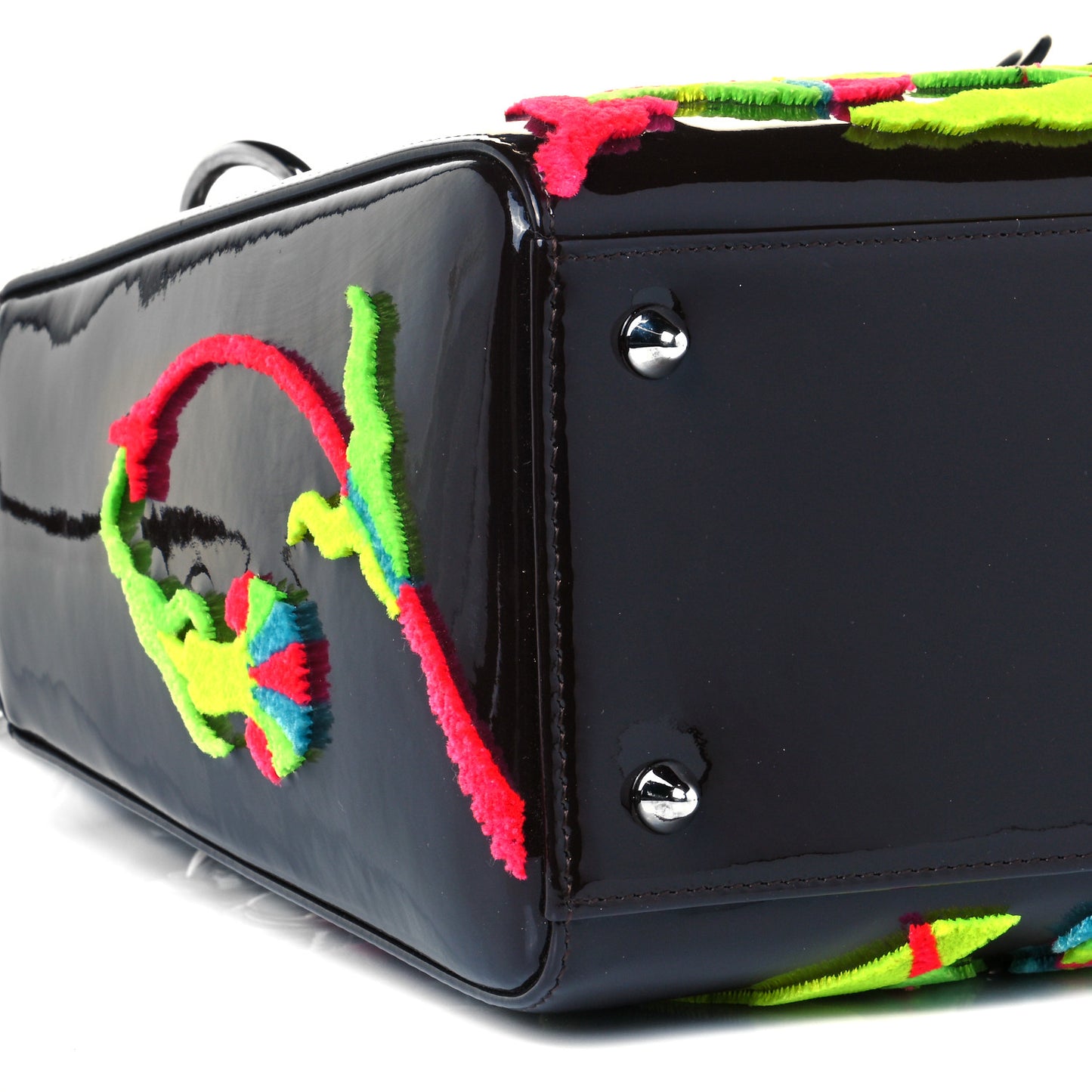 Patent Calfskin Medium Burcak Bingol Of Turkey Lady Dior Art Black Multicolor
