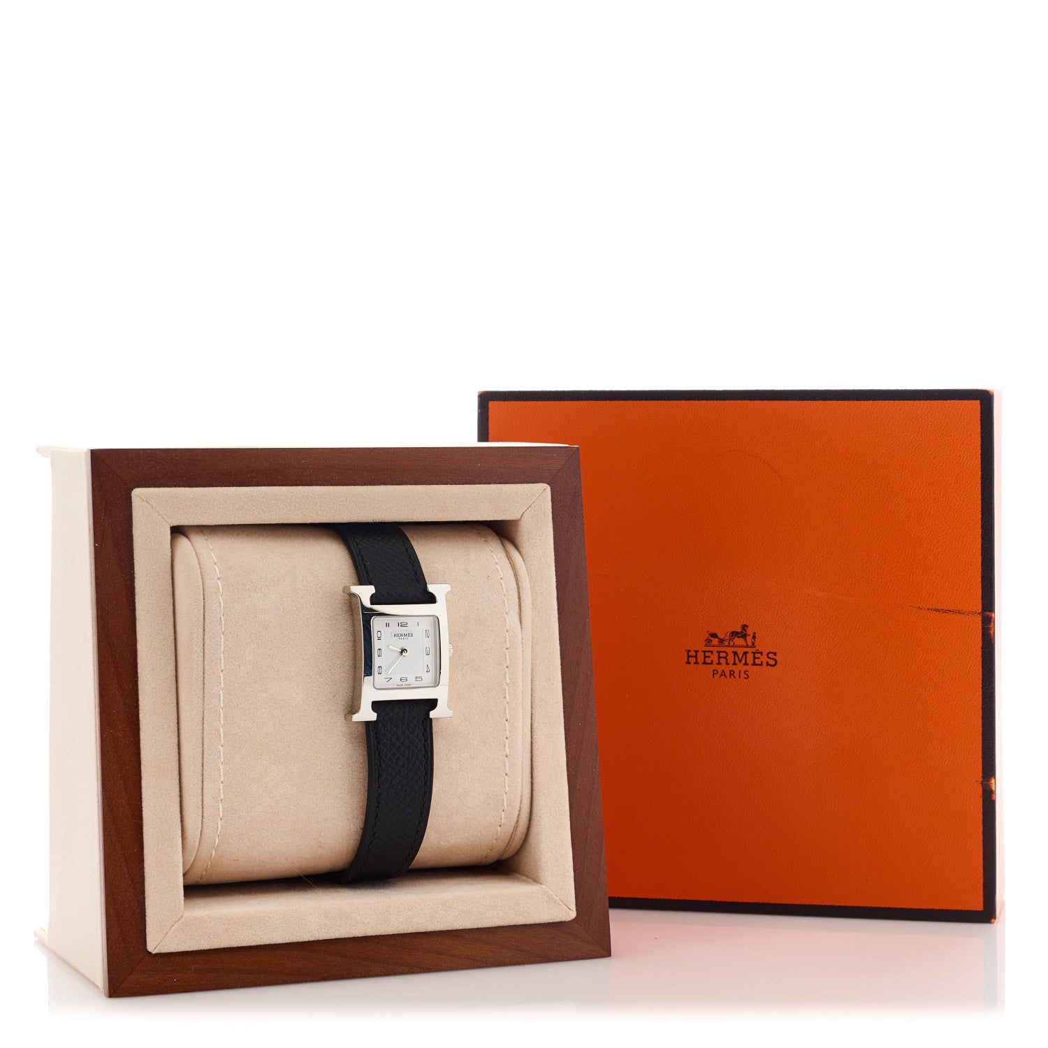 Hermes Stainless Steel Epsom 21mm Heure H Hour Quartz Watch Noir 5 of 5