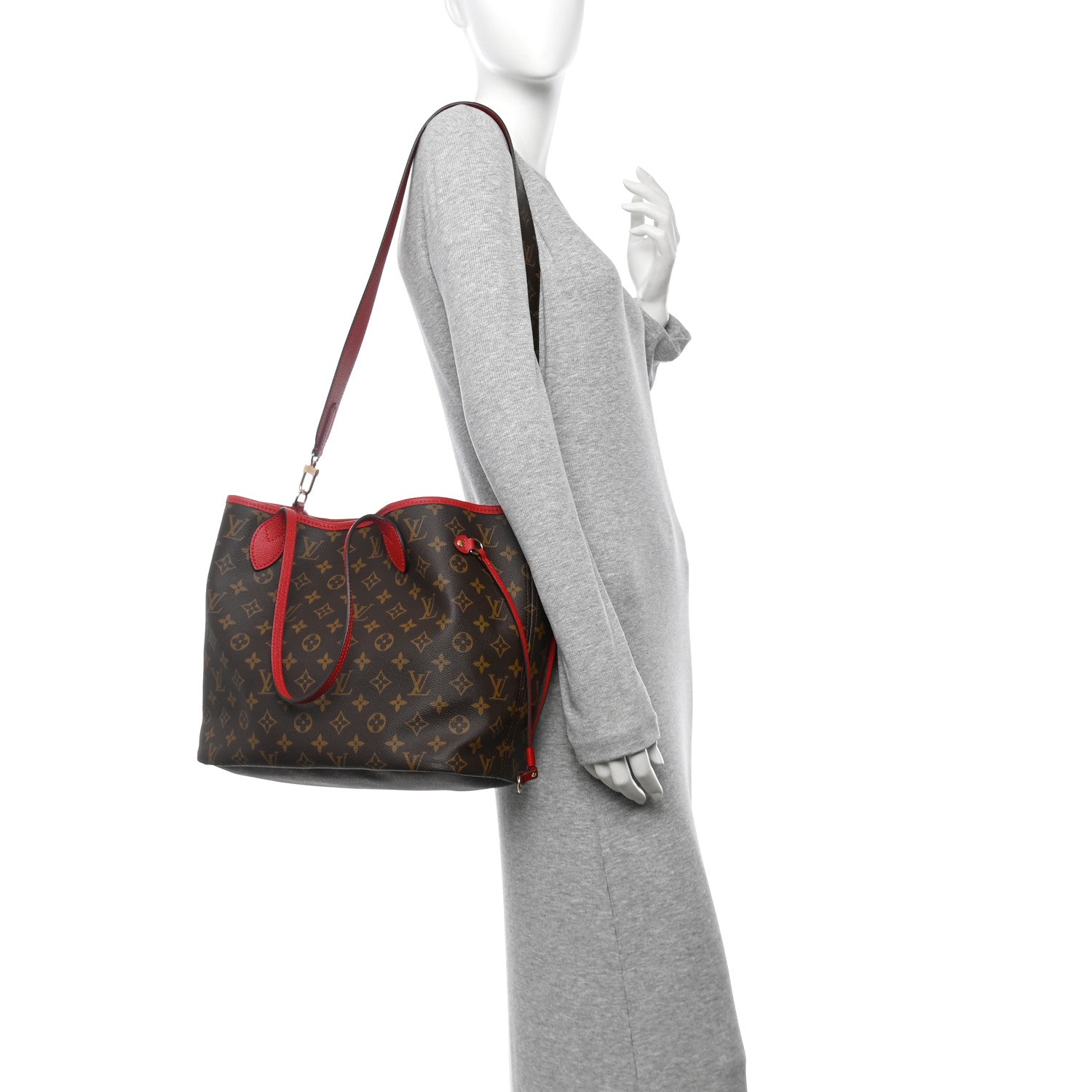 Louis Vuitton Monogram Inside Out Neverfull Bandouliere MM Sari Red 2 of 11