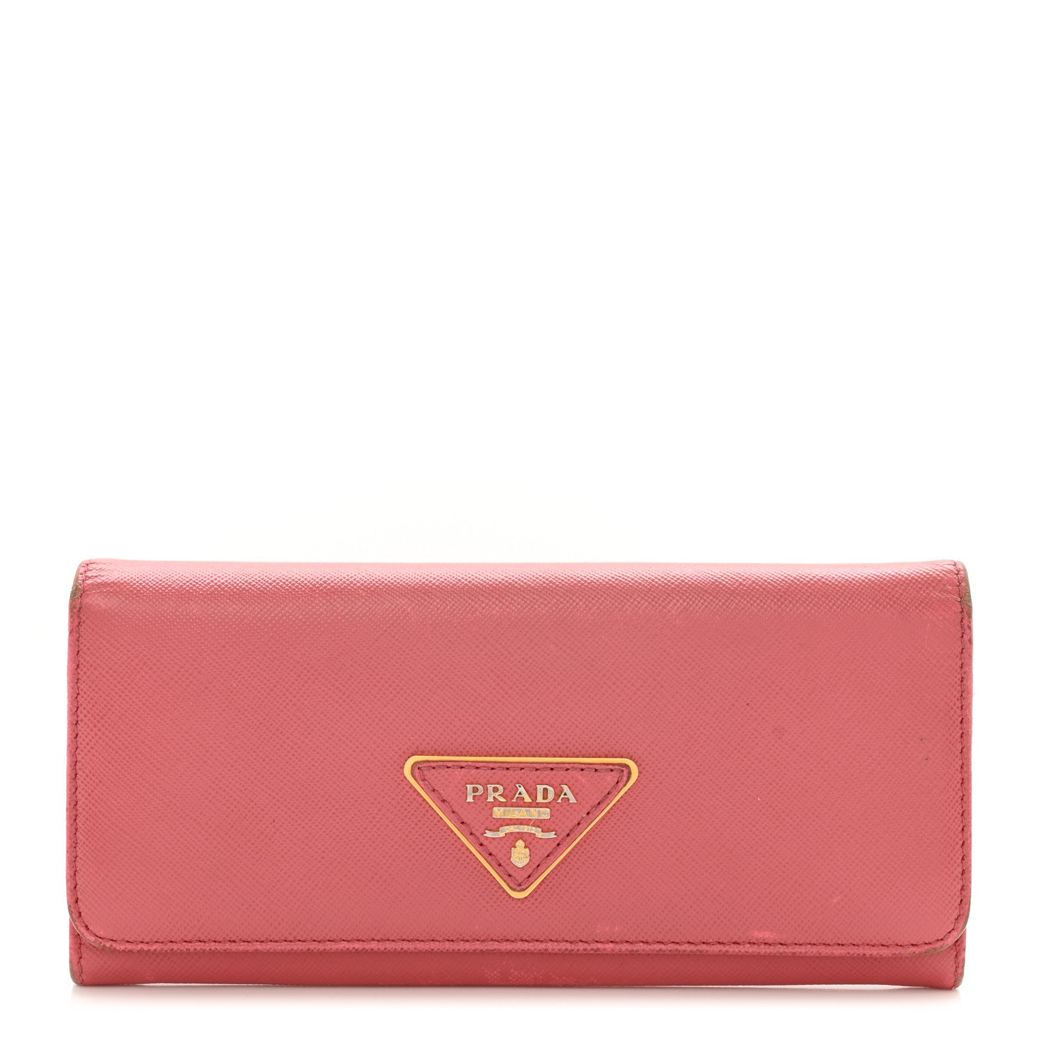 Prada Saffiano Metal Continental Flap Wallet Fragola 1 of 9