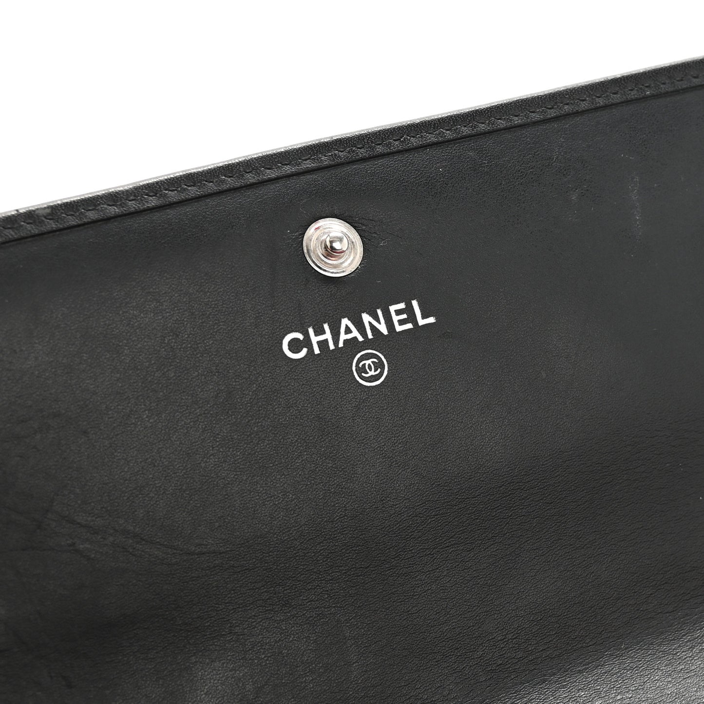 Calfskin Quilted Cambon Long Double Wallet Black