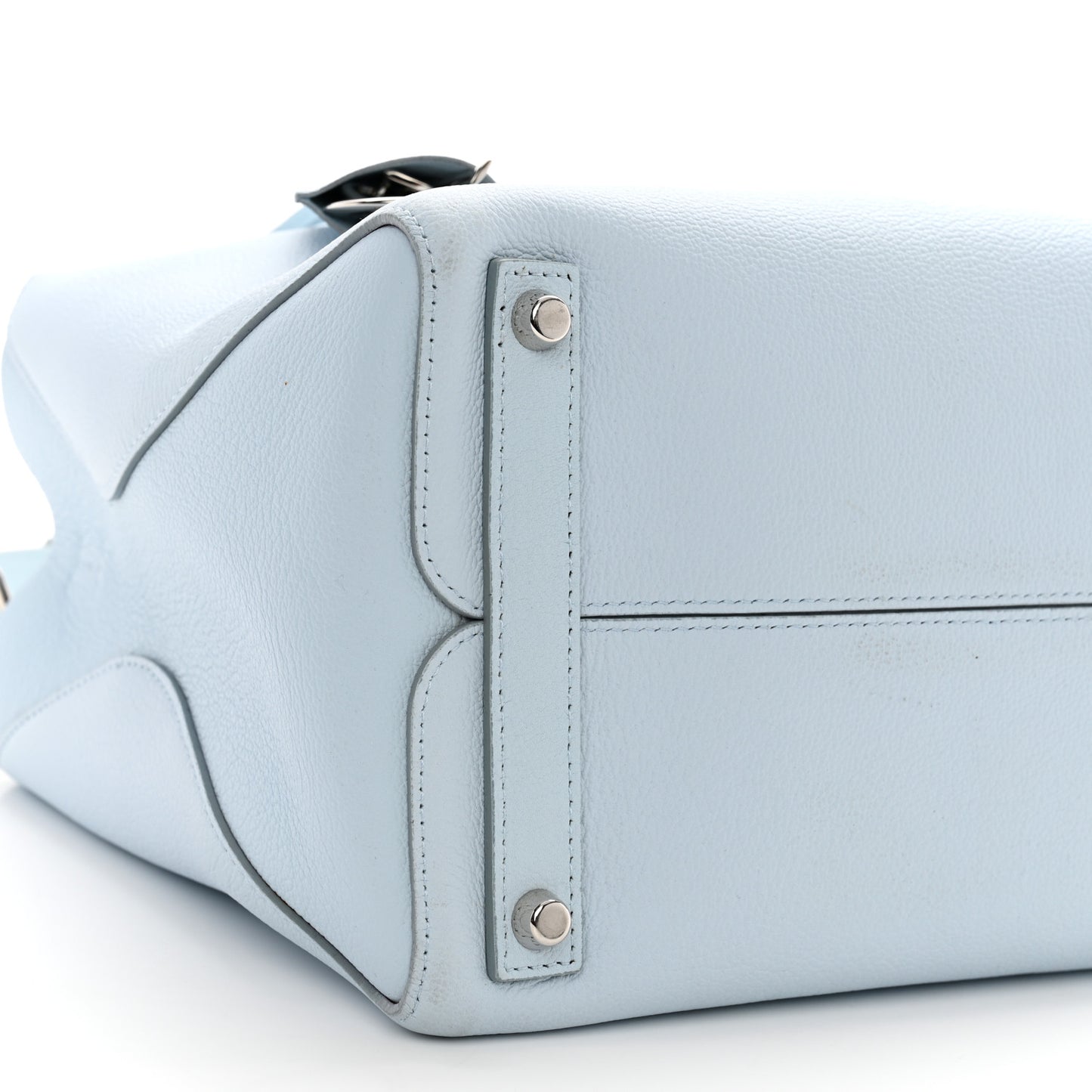 Supple Grained Calfskin Medium Open Bar Tote Light Blue