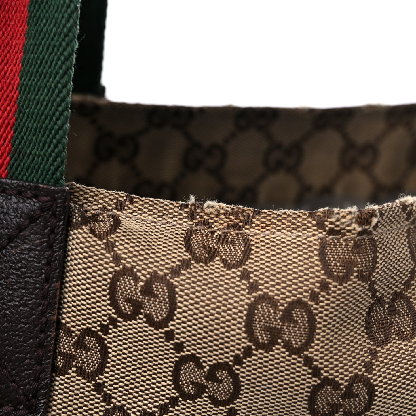 GG Monogram Large Web Handle Vertical Tote Dark Brown
