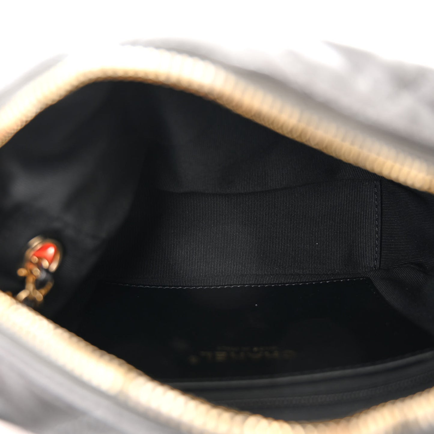 Metallic Calfskin Pearl Quilted CC Mini Camera Case Ruthenium